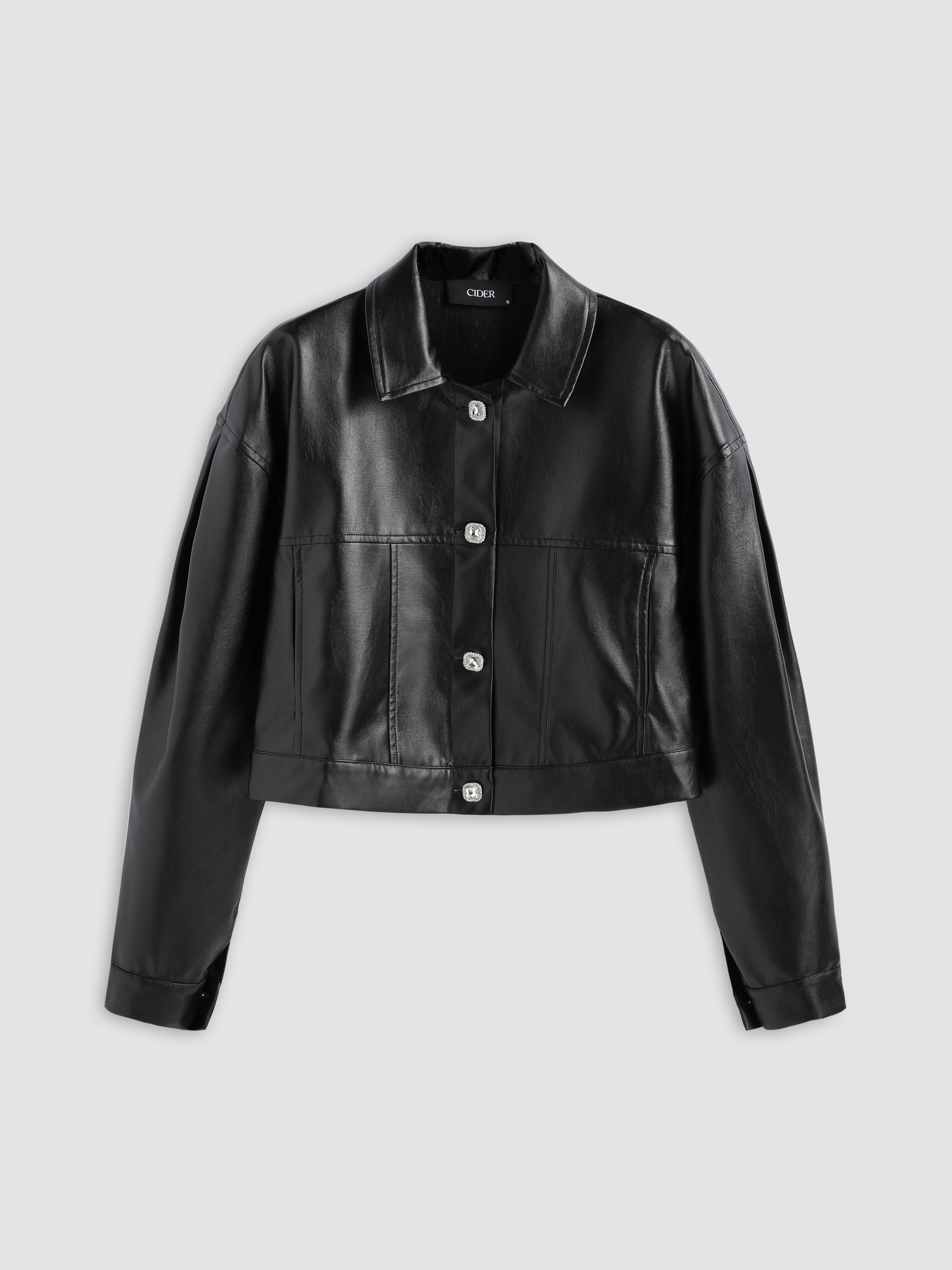 After Hours Faux Leather Bomber Jacket Cider
