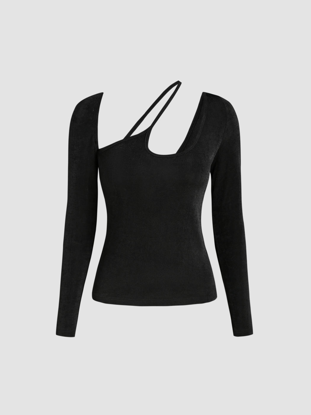 Solid Asymmetrical Neck Top For Date Music Festival/Live House Party ...