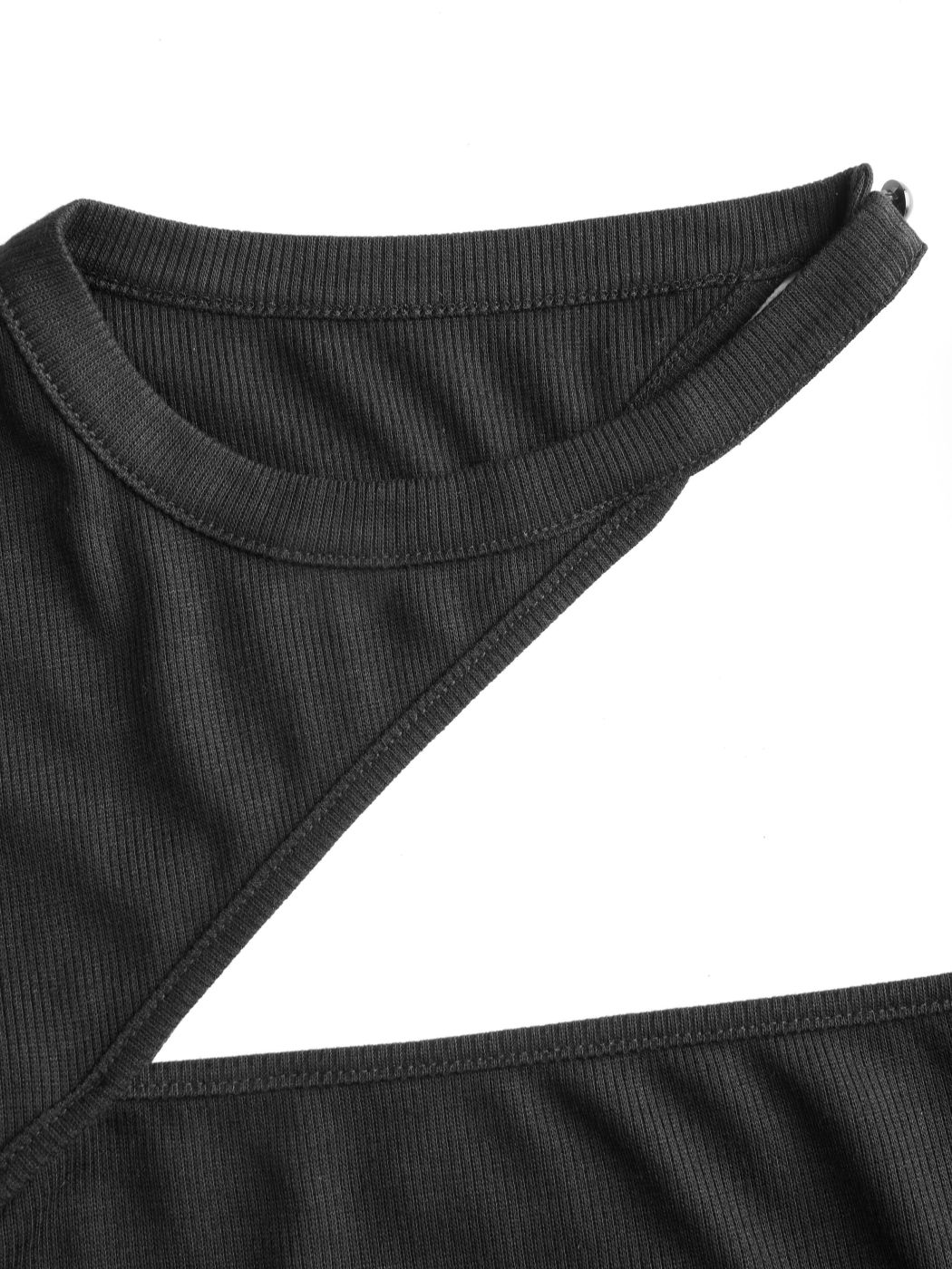 Recycled Fabric Asymmetrical Neck Cut Out Long Sleeve Crop Top