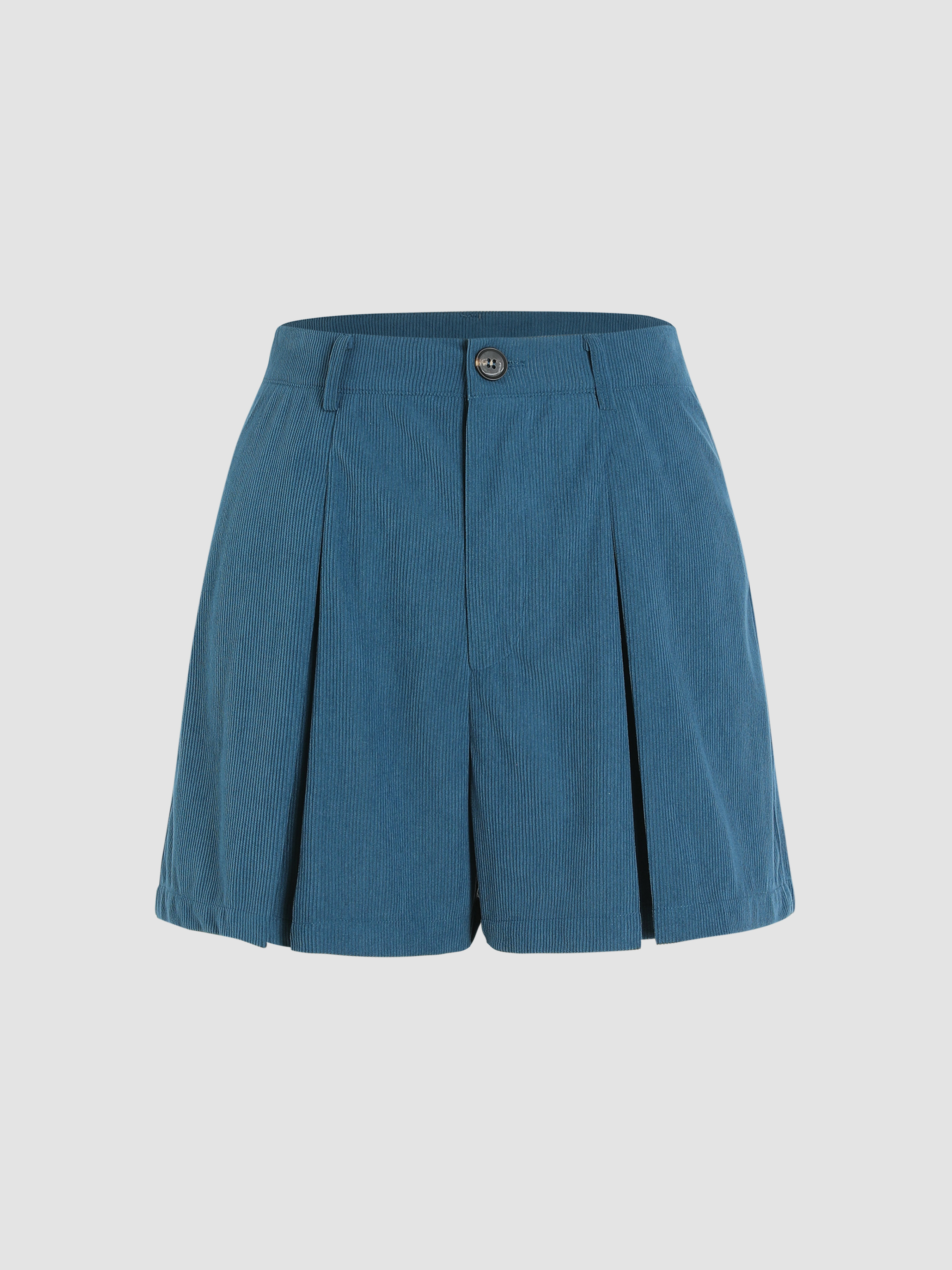 Corduroy Pleated Solid Shorts - Cider