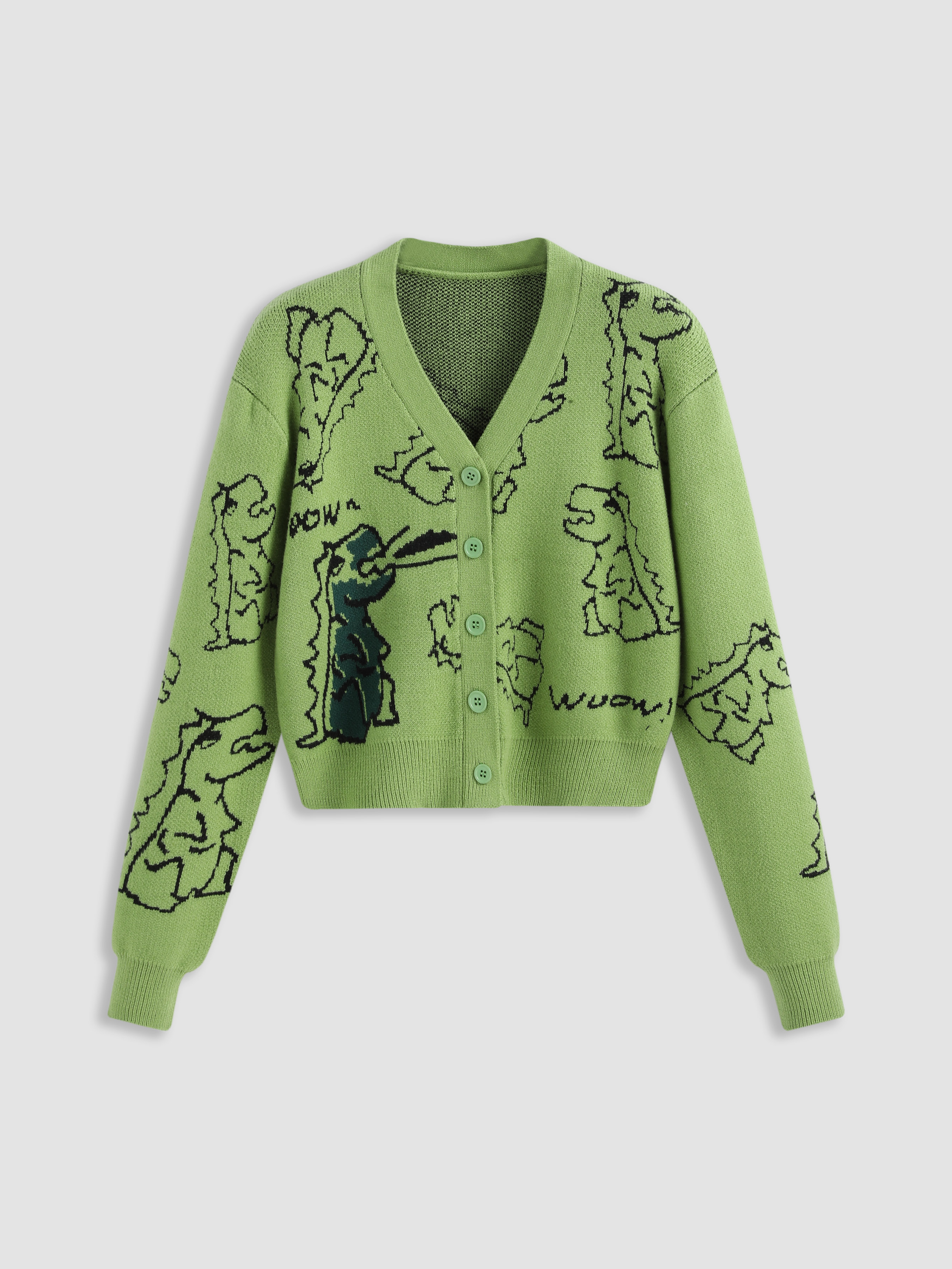 Fall Cardigan Dinosaur Pattern Cardigan For Coffee Shop Outdoor School 