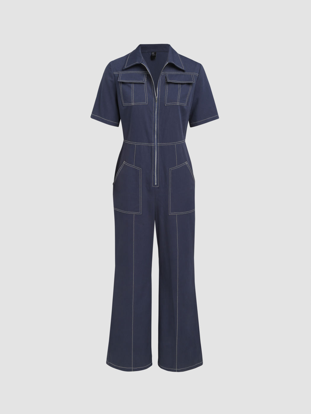 Stitch-Overall mit ausgestelltem Bein und Reißverschluss