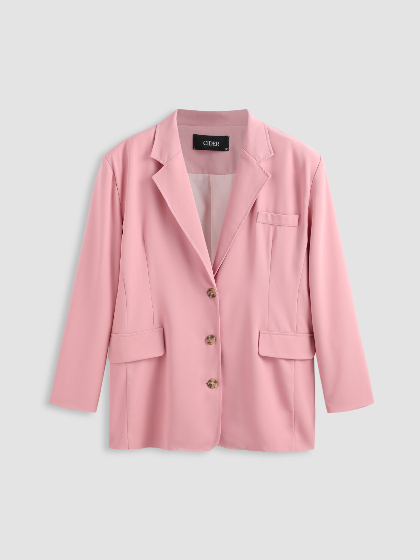 Solid Collar Button Up Blazer