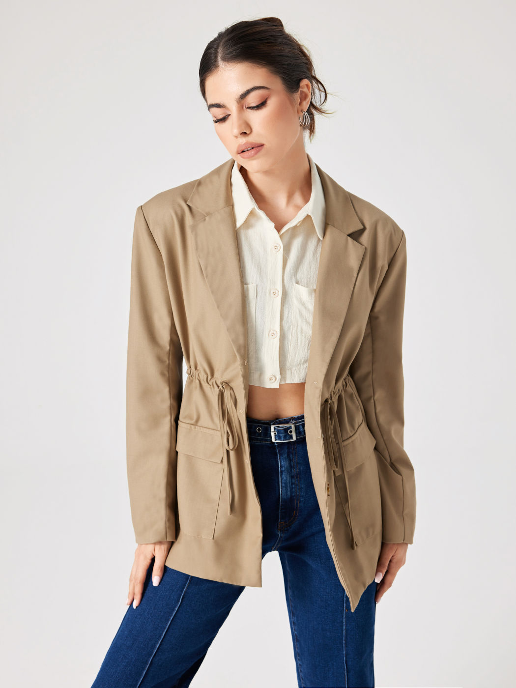 Solidr Anzug-Blazer mit Kordelzug