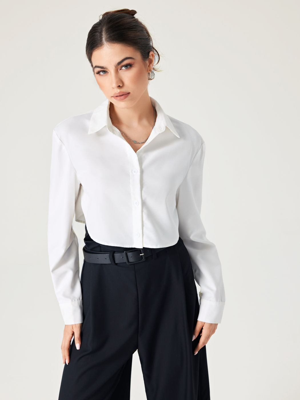 Solid Button Down Blouse