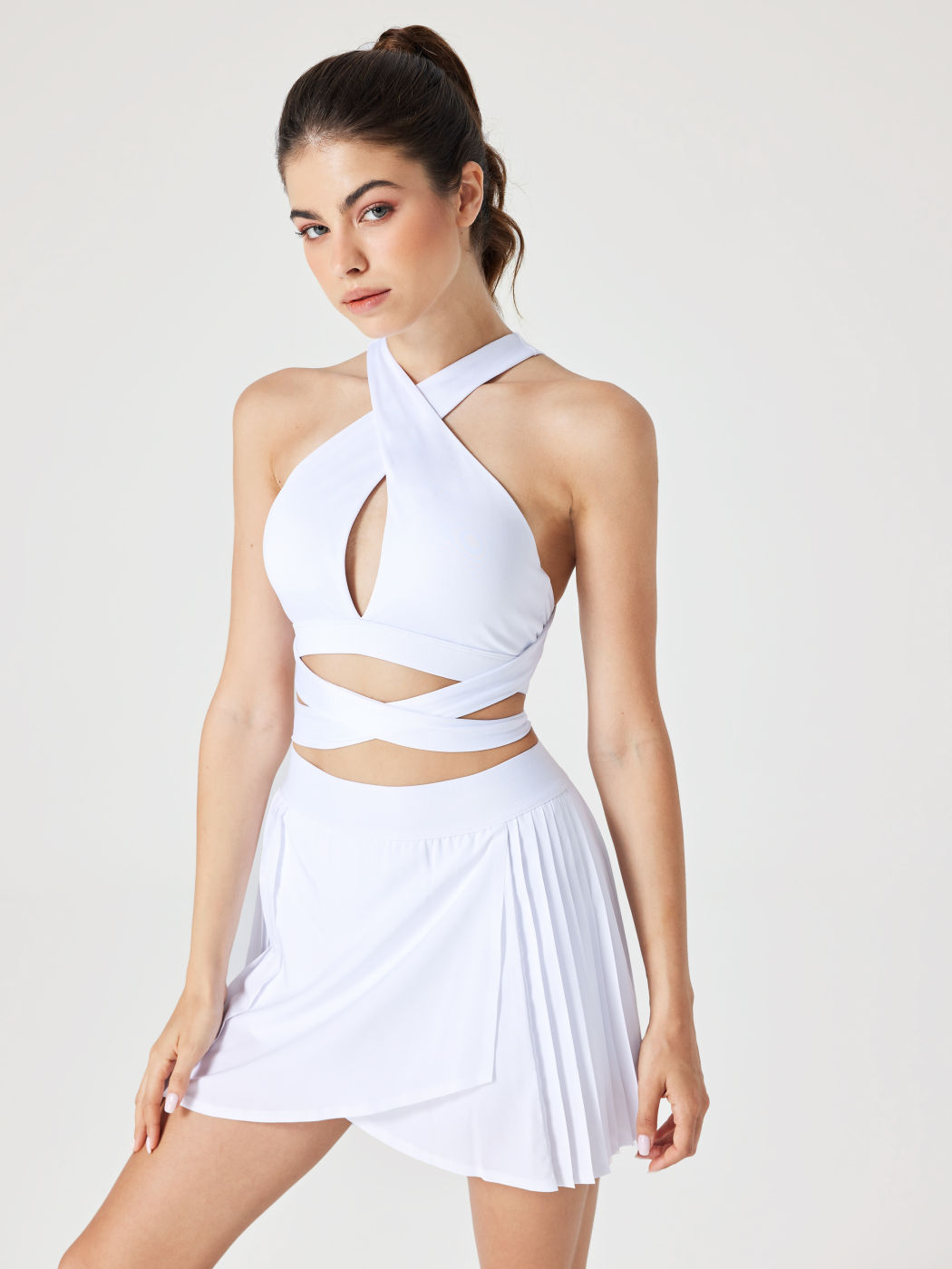 Solid Cross Cut Out Crop Top 