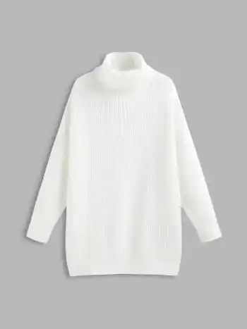 Hochgeschlossener Unifarbener Oversized Pullover