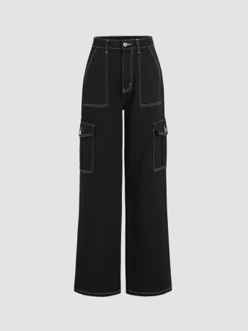 Alessia Einfarbige Cargo-Jeans