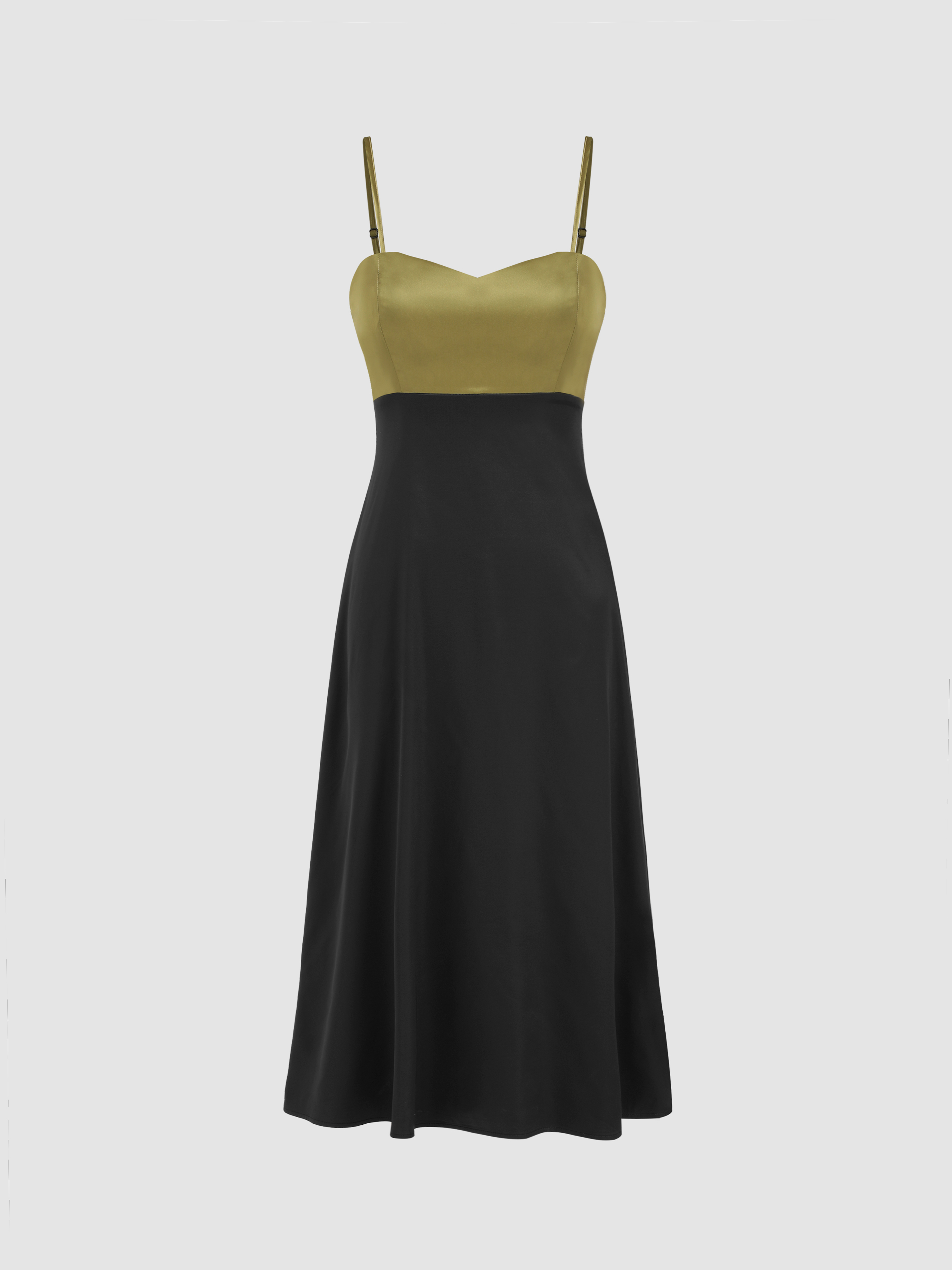 Satin Patchwork Cami Midi Dress - Cider