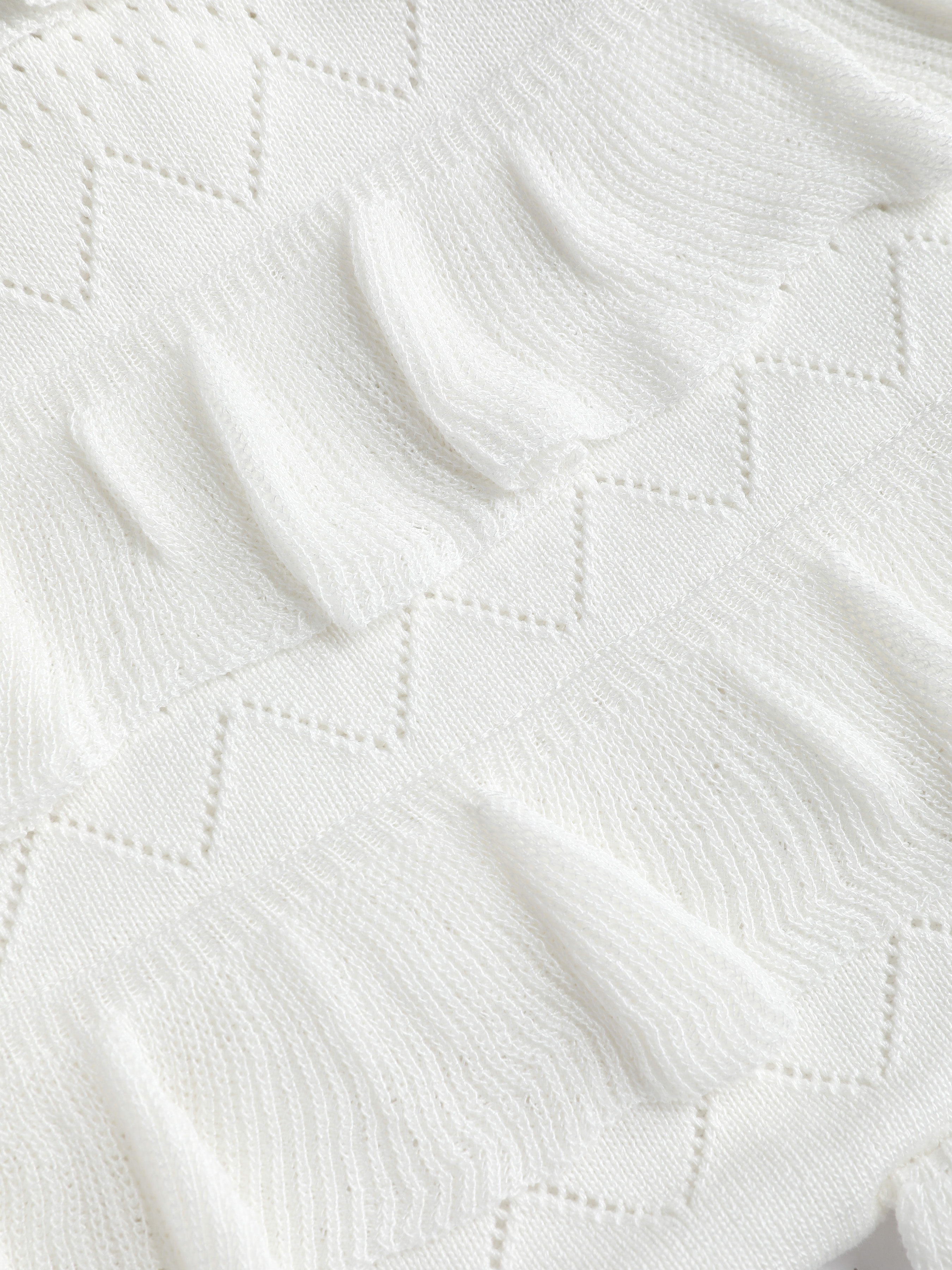Low Rise All Over Frill Detail Booty Shorts In Cream Texture
