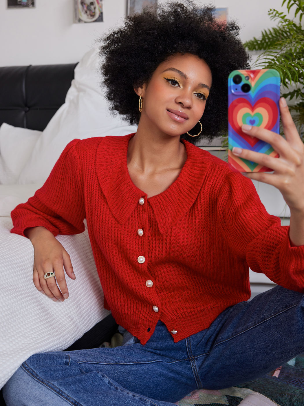 Chasing Youth Red Collared Cardigan