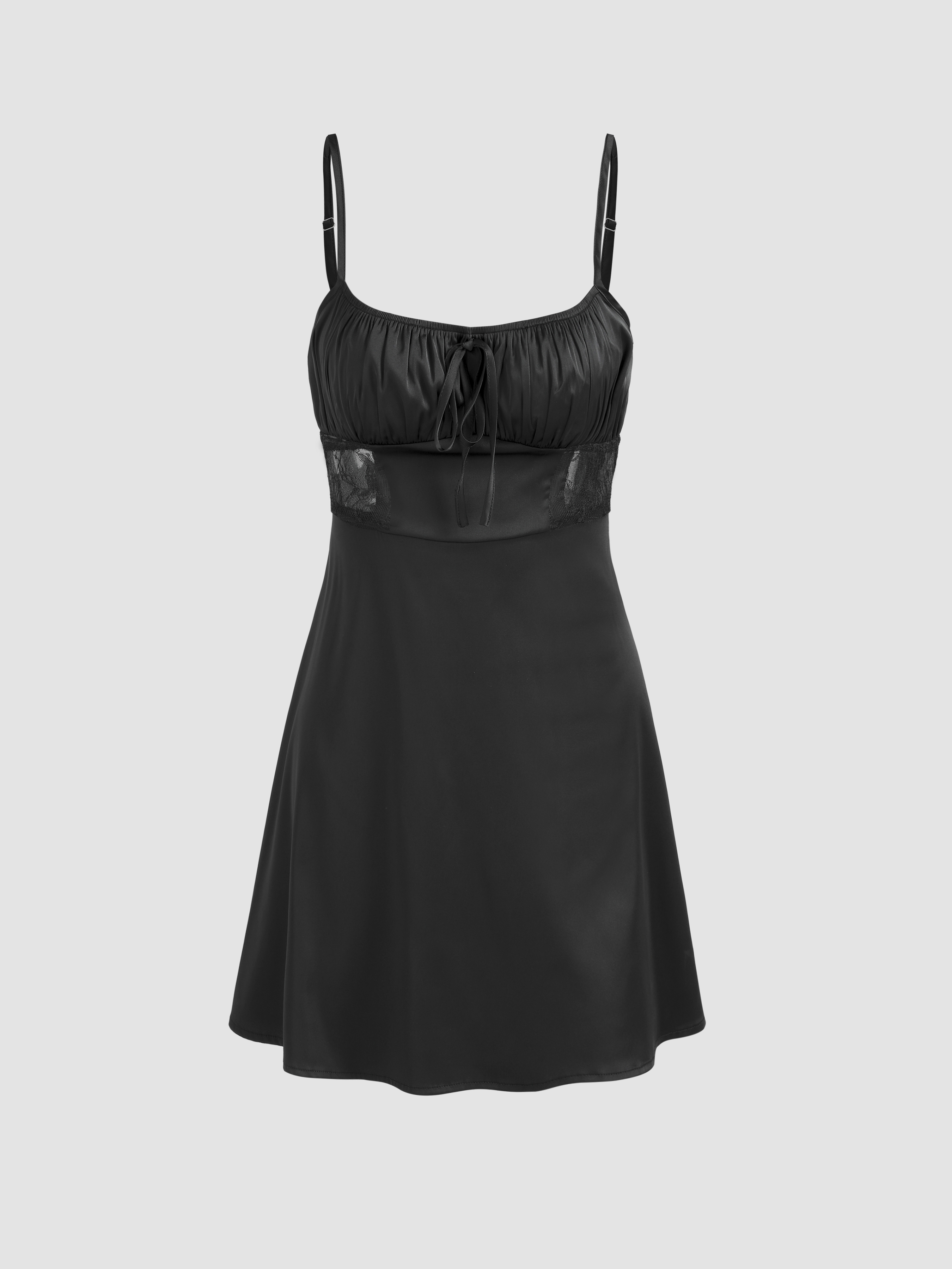 Satin Lace Ruffle Cami Dress For Date Exhibition Holiday