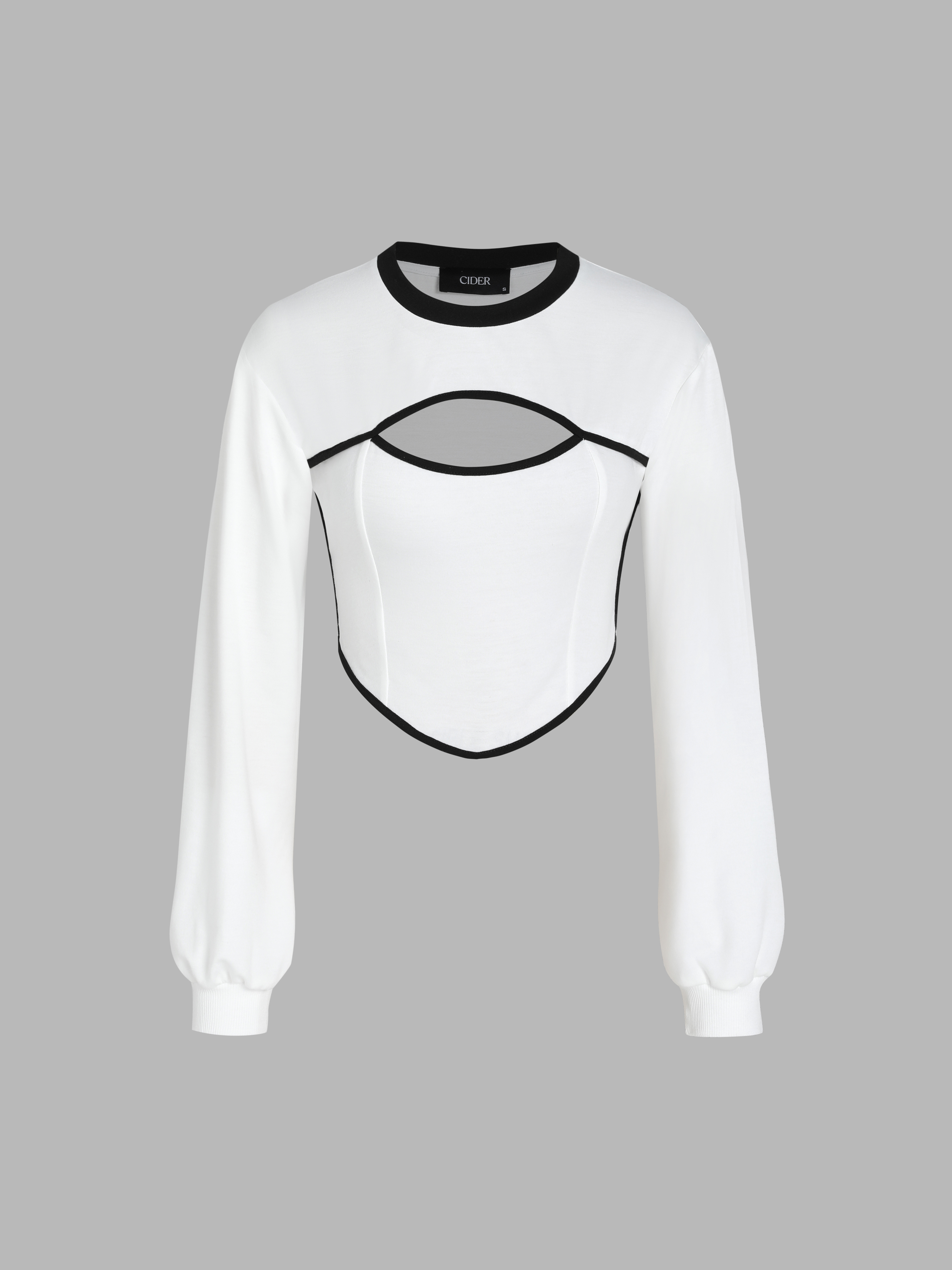 Contrast Collar Contrast Binding Crop Tee