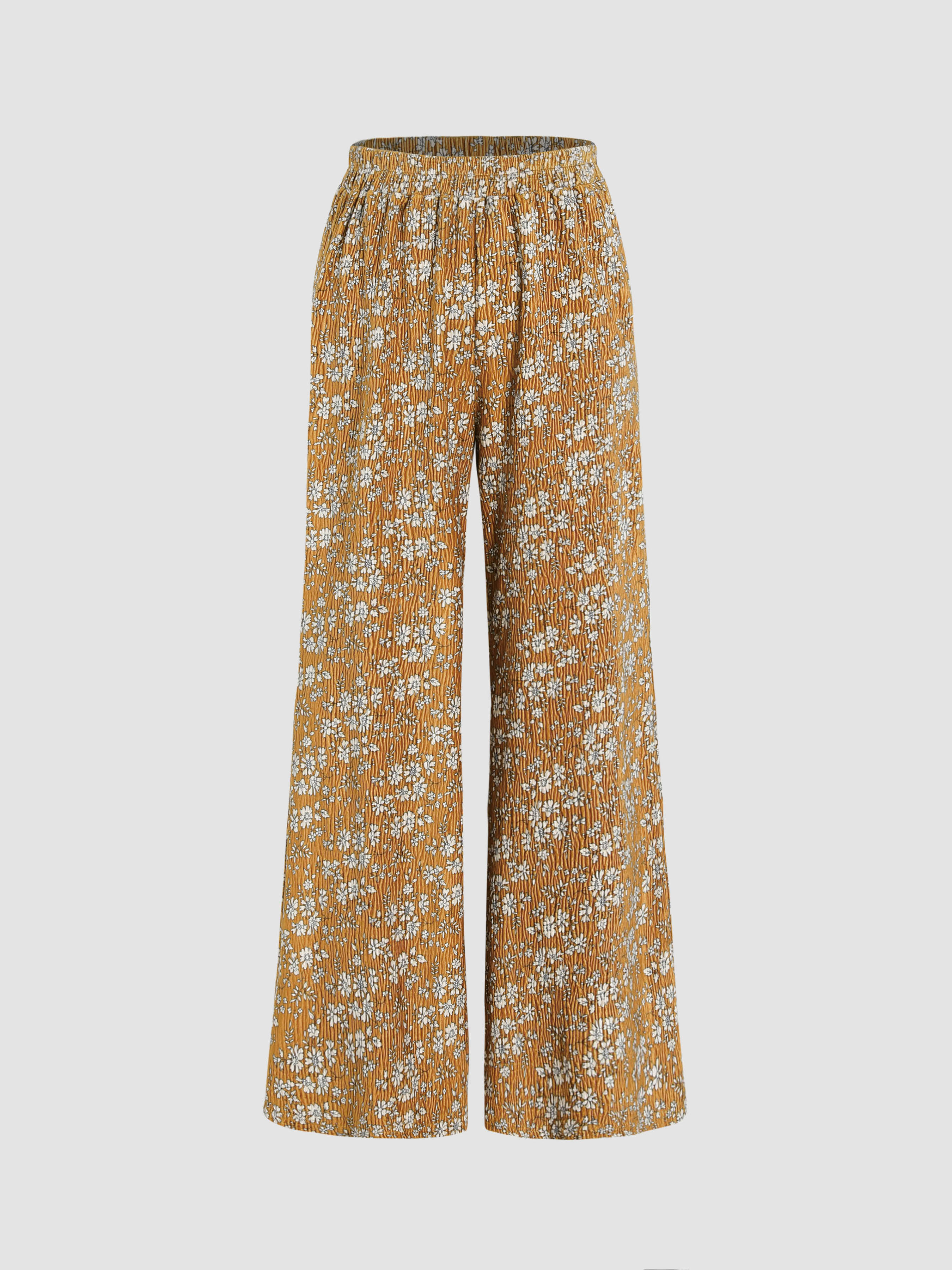 Ditsy Floral Corduroy Wide Leg Pants Cider