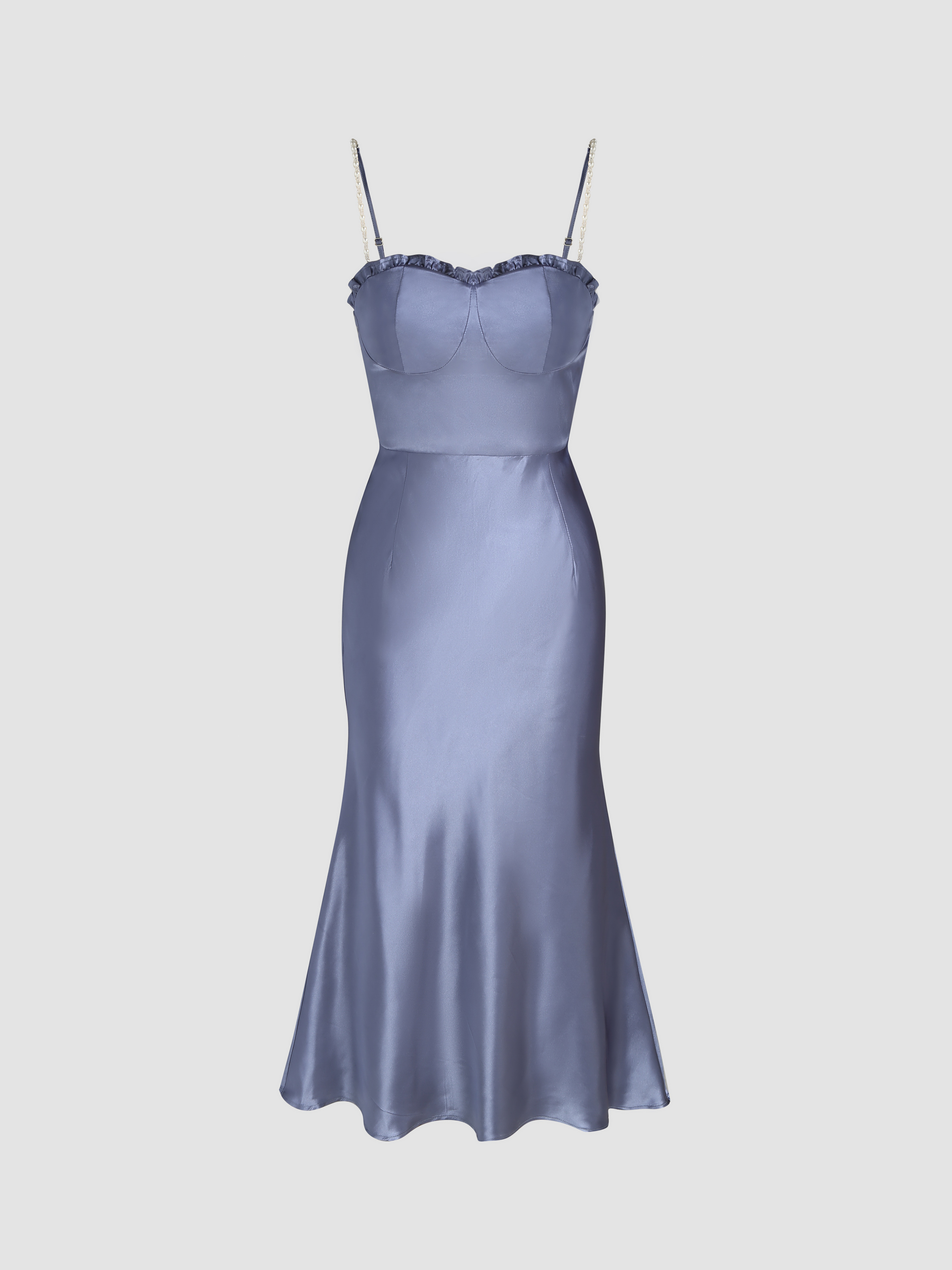 Hoco Dress Homecoming Recycled Fabric Satin Pearl Chain Midi Dress For 