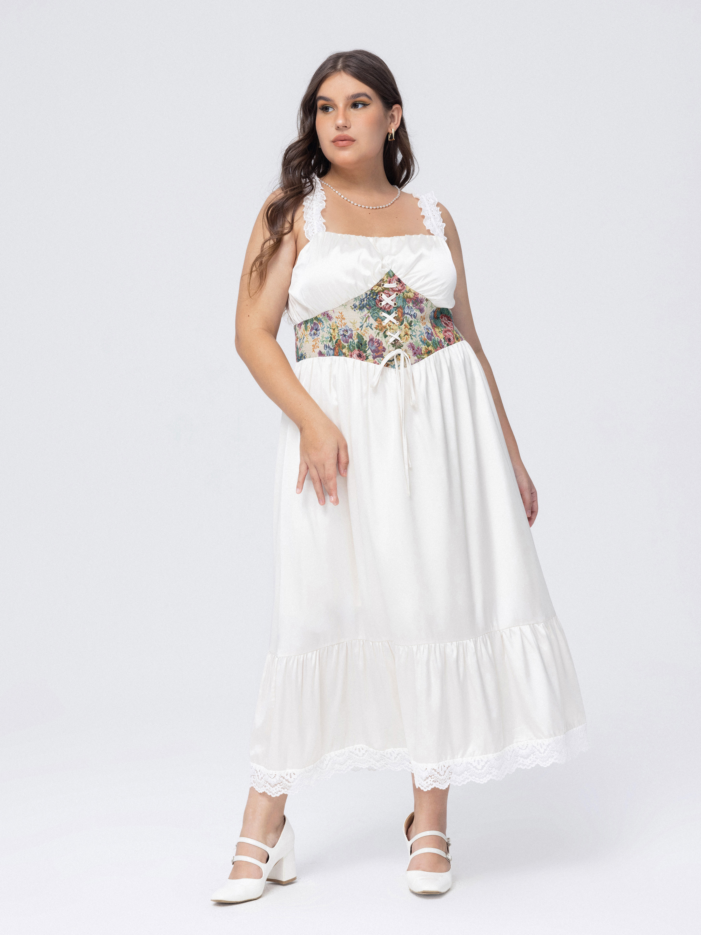 Vestido longo espartilho Garden Goddess Plus Size - Cider