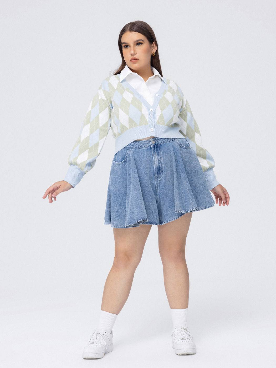 Ruffle Hem Denim Shorts Curve & Plus