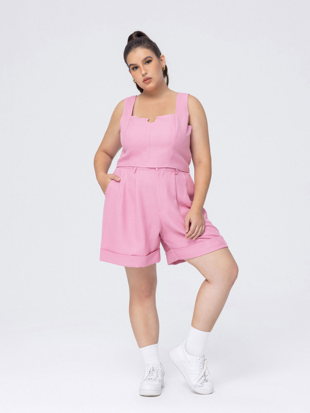 Solid Midi Shorts Curve & Plus