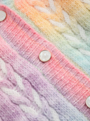 Christmas Ombre Button Cardigan For Coffee Shop Daily Casual Date Holiday Picnic School Vacation