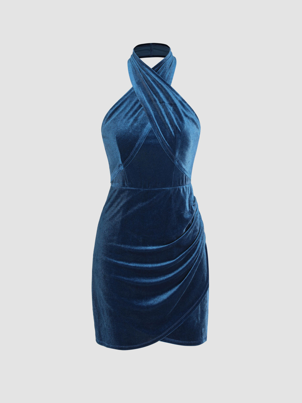 Samt-Minikleid mit überkreuzten Wickeln