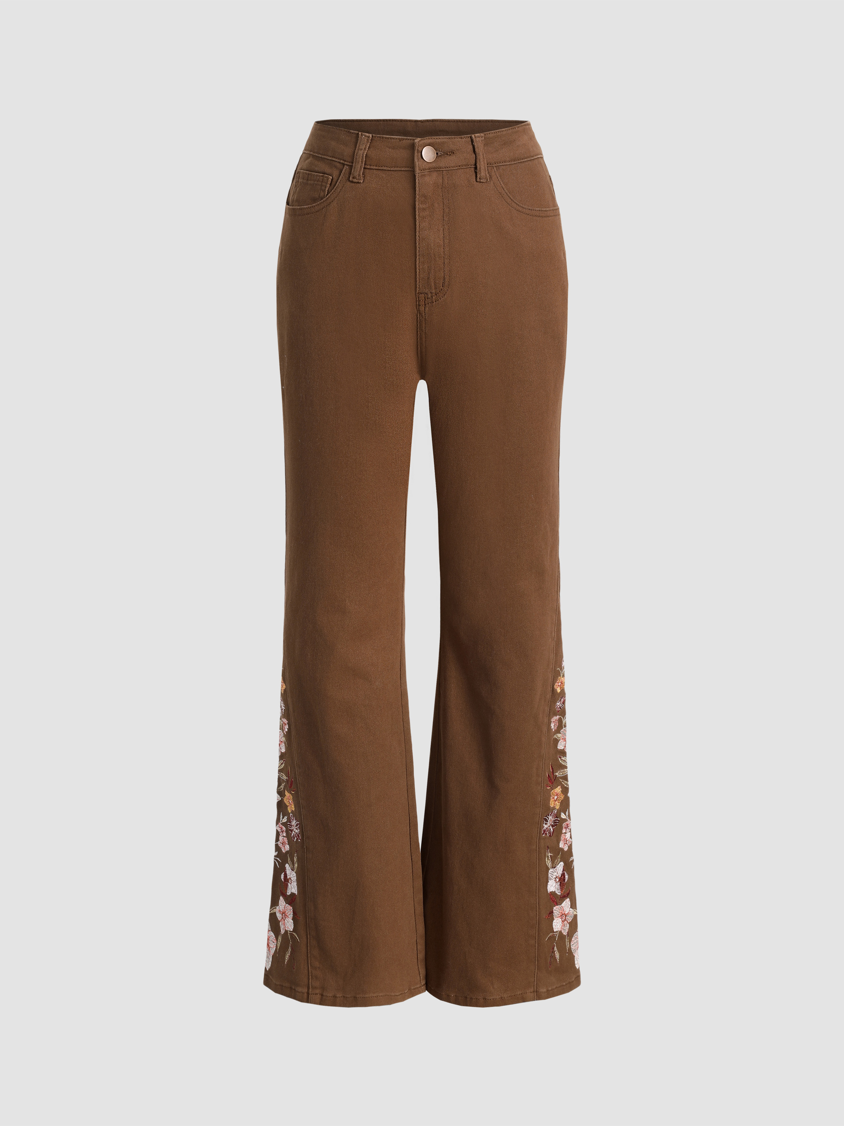 Floral Embroidery Flare Leg Jeans