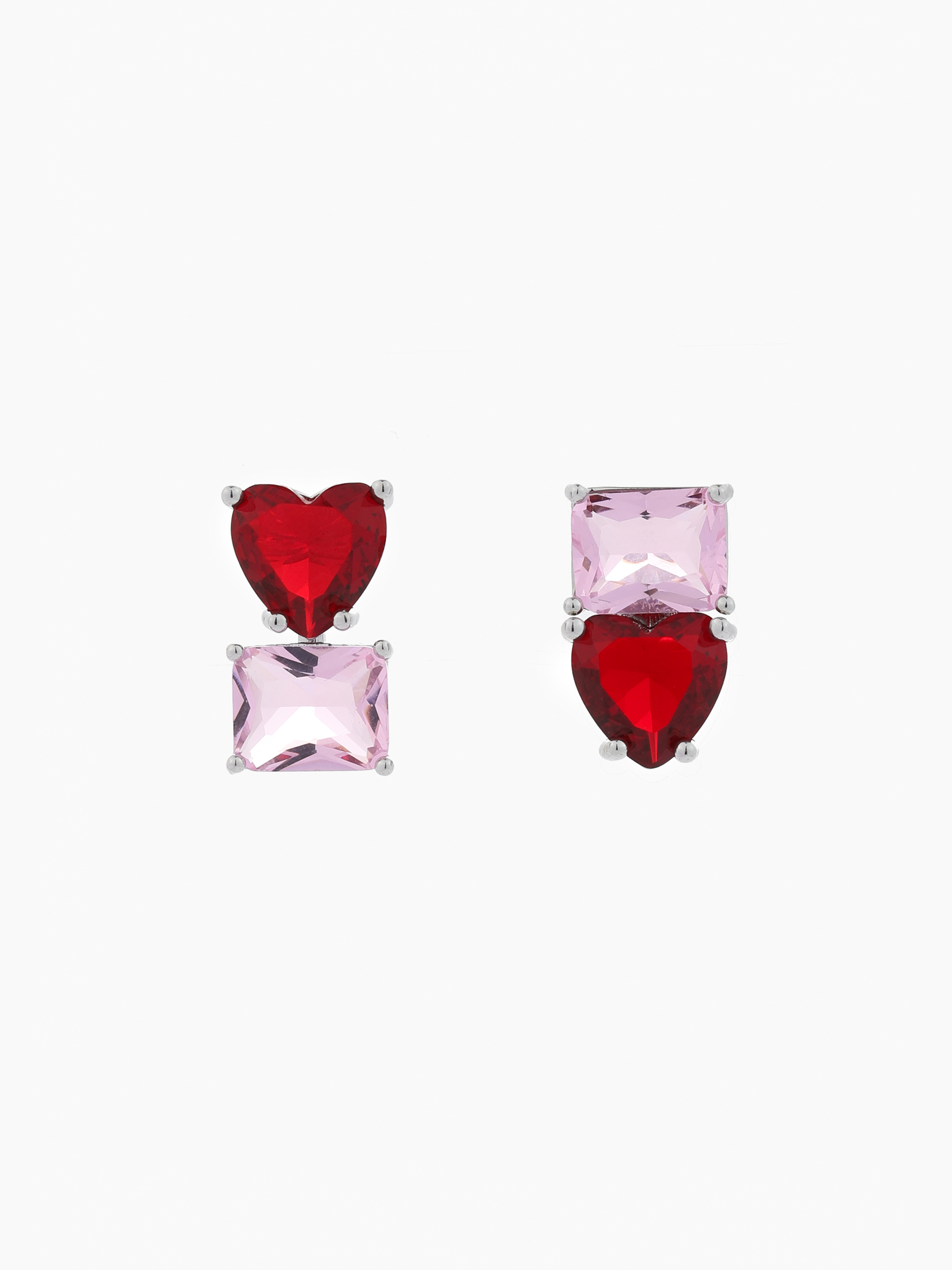 Square Heart Zircon Stud Earrings Cider