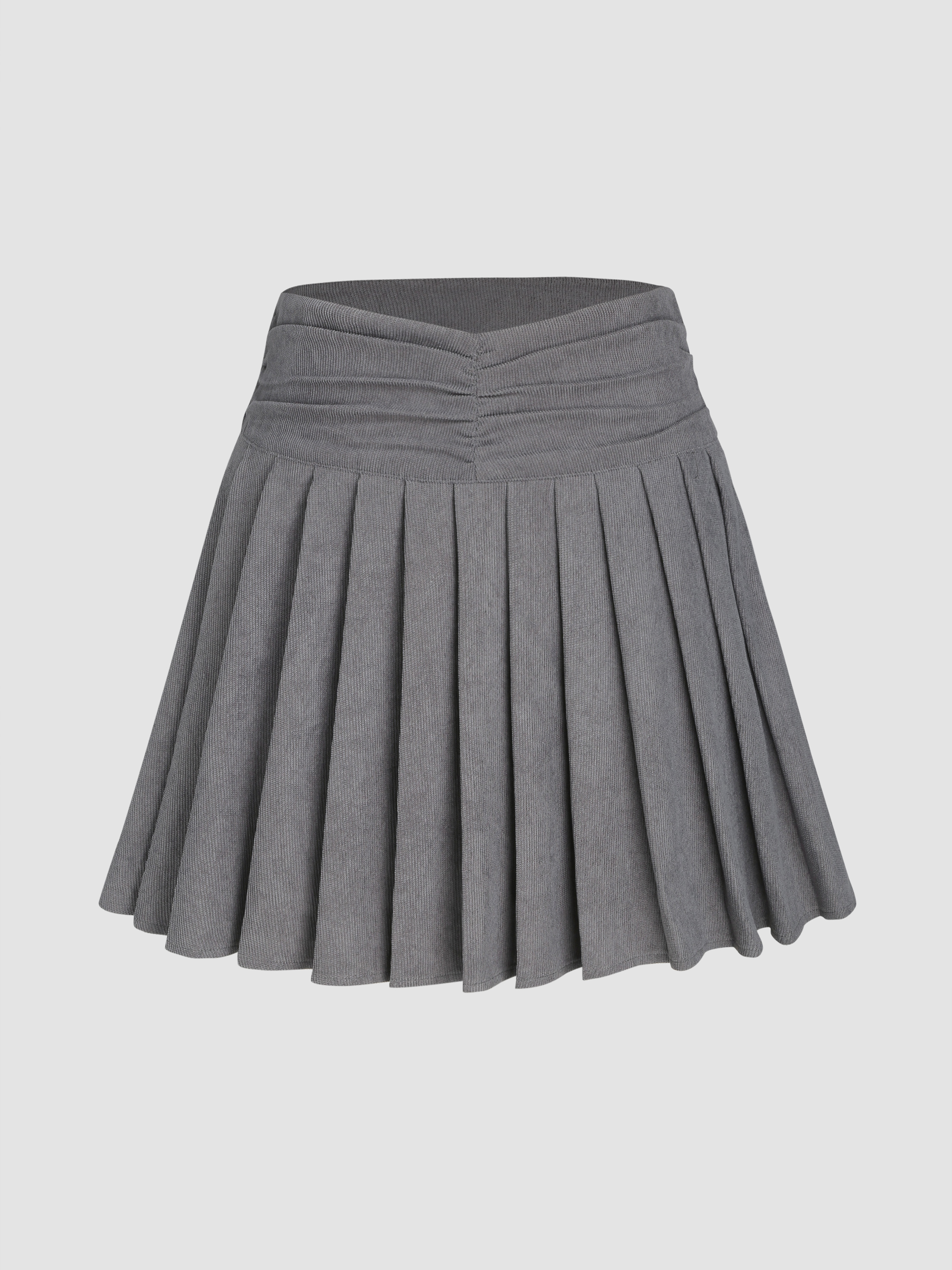 Solid Pleated Ruched Skirt - Cider