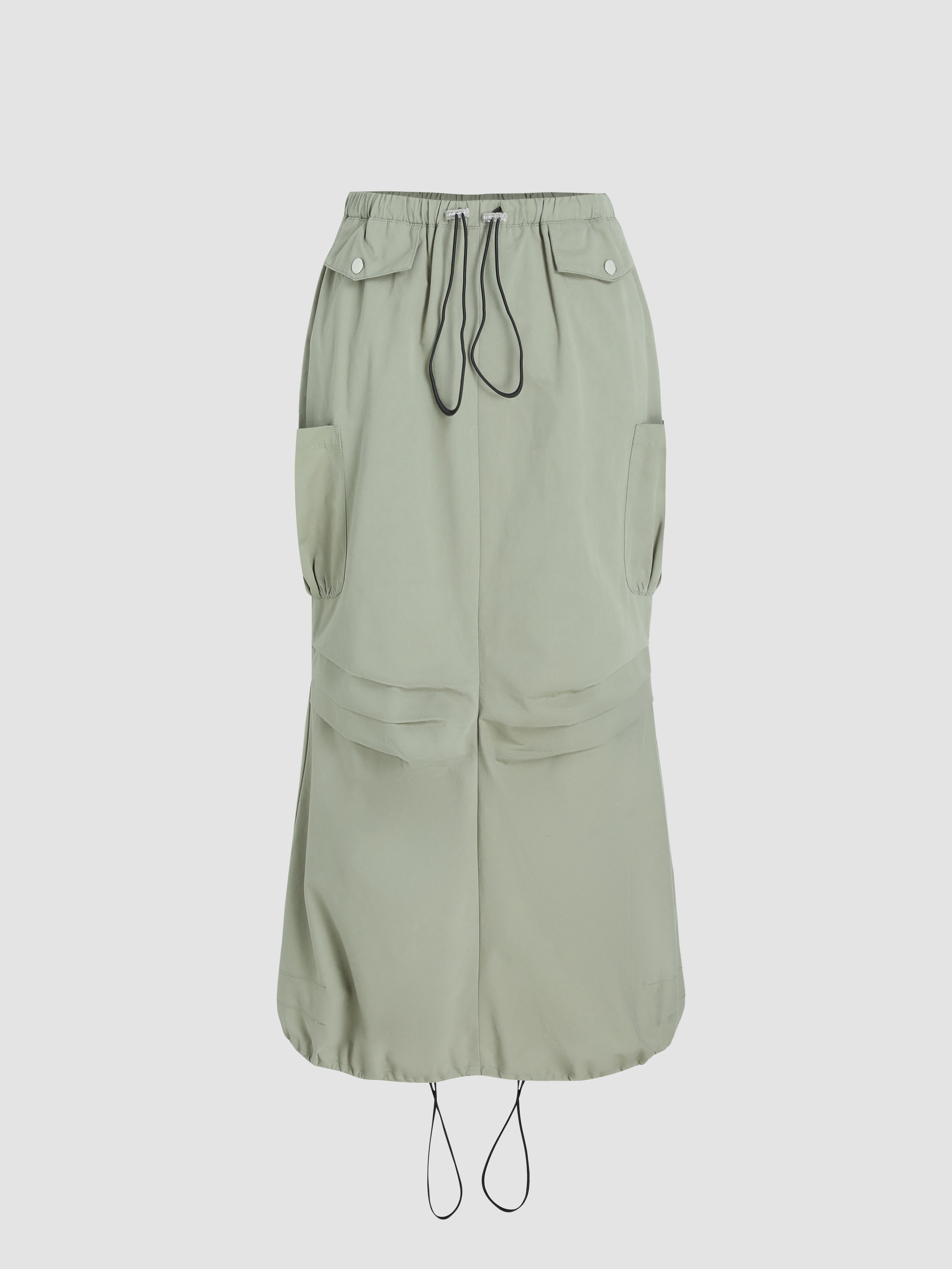 Drawstring Parachute Cargo Slit Skirt