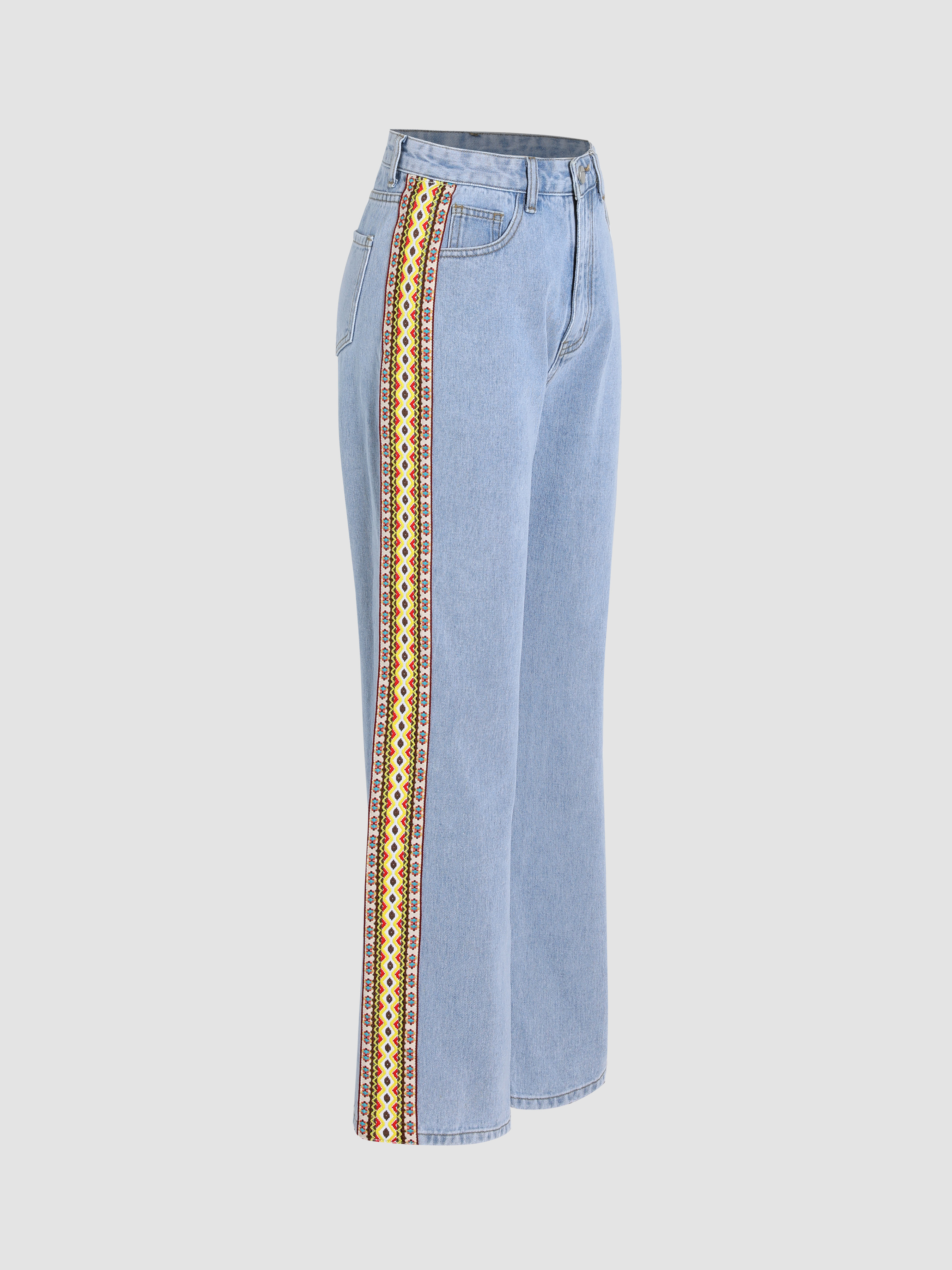 Boho Tribal Side Denim Jeans - Cider