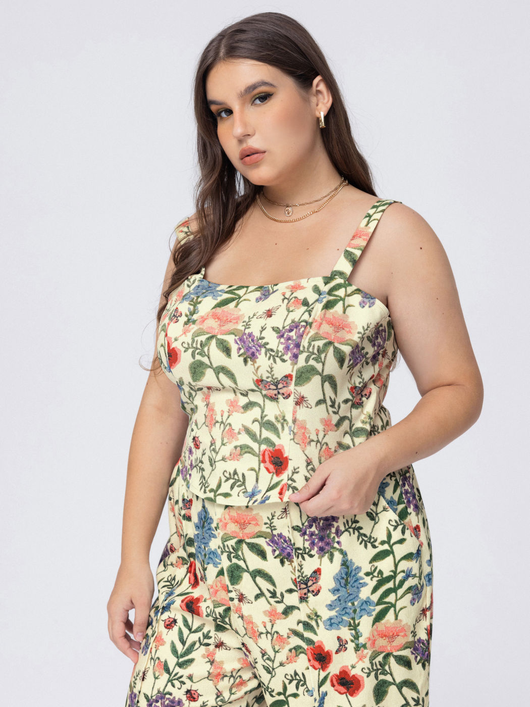 Floral Lace Up Tank Top Curve & Plus