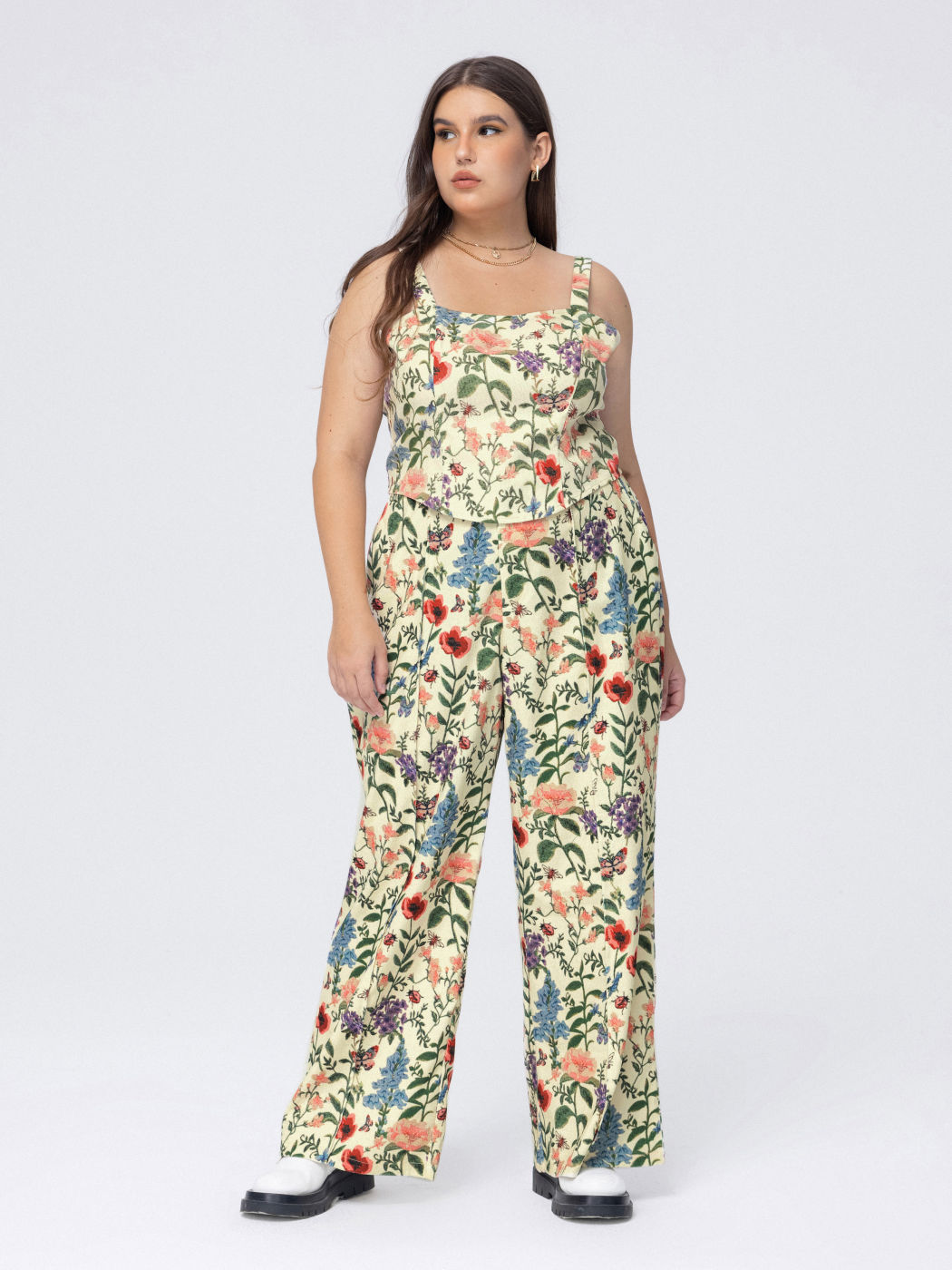 Blumenmuster Taschen Lange Hosen Kurve & Plus