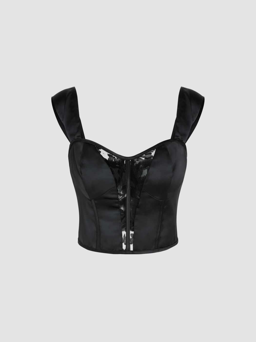  Top de Tanque de Corset de Encaje Jacquard con Parches Dulce Corazón