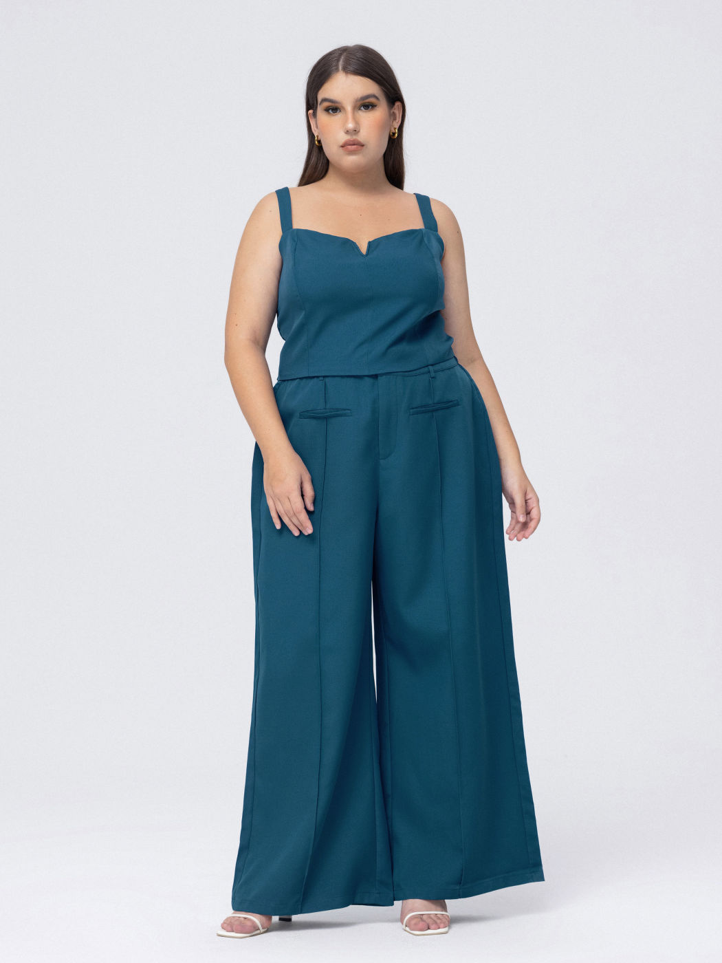 Solid Stitch Straight Leg Trousers Curve & Plus