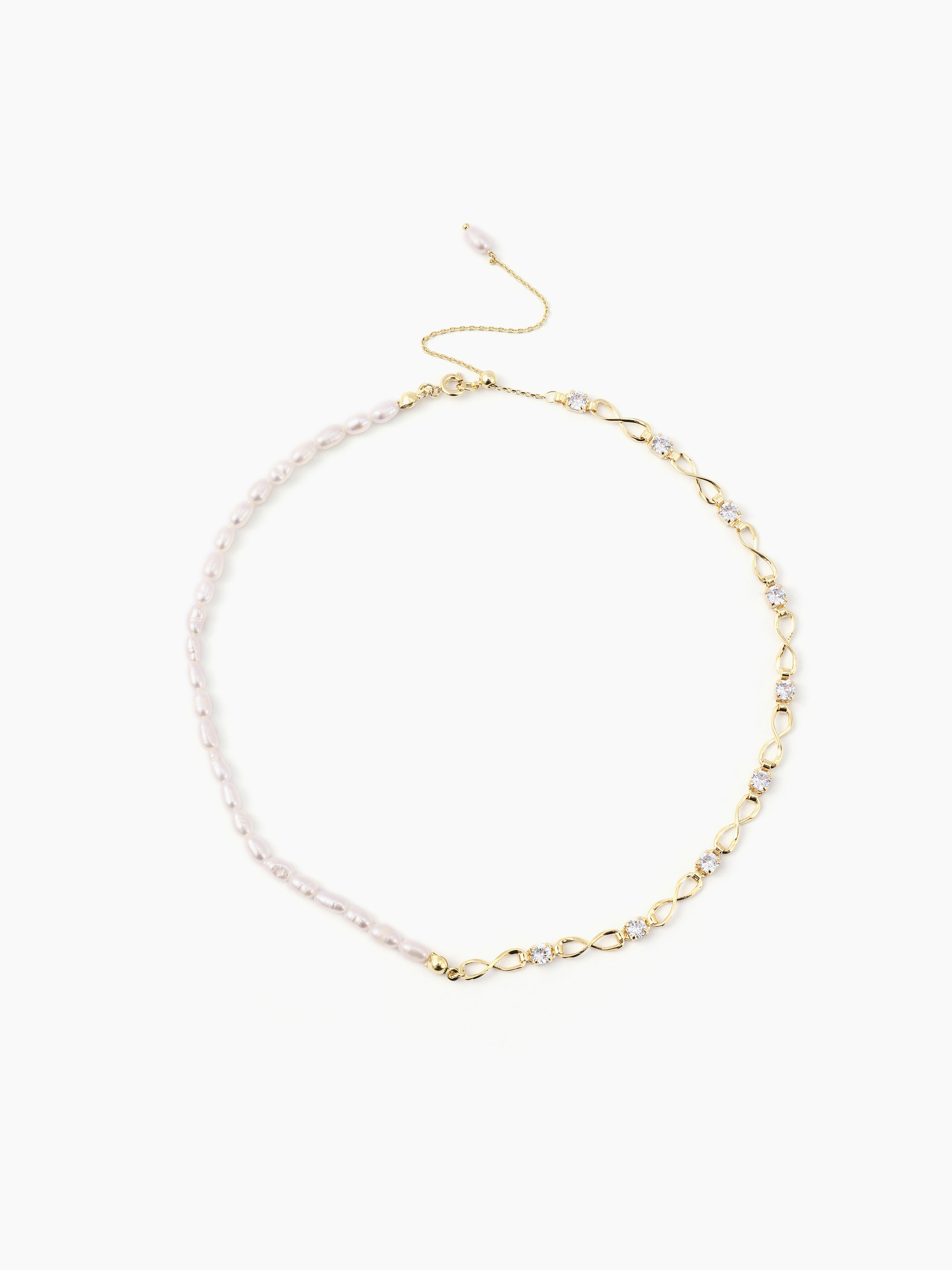 Faux Pearl Rhinestone Necklace Cider