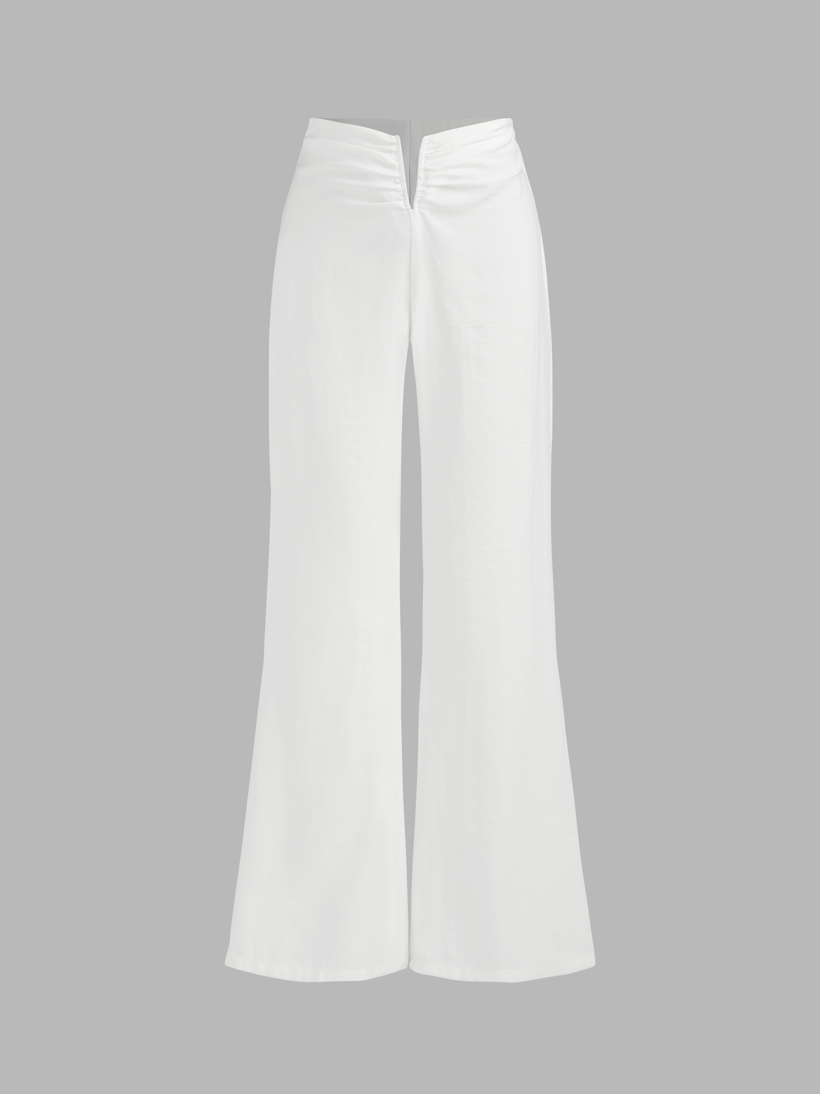 Woven Solid Low Waist Flared Trousers Cider
