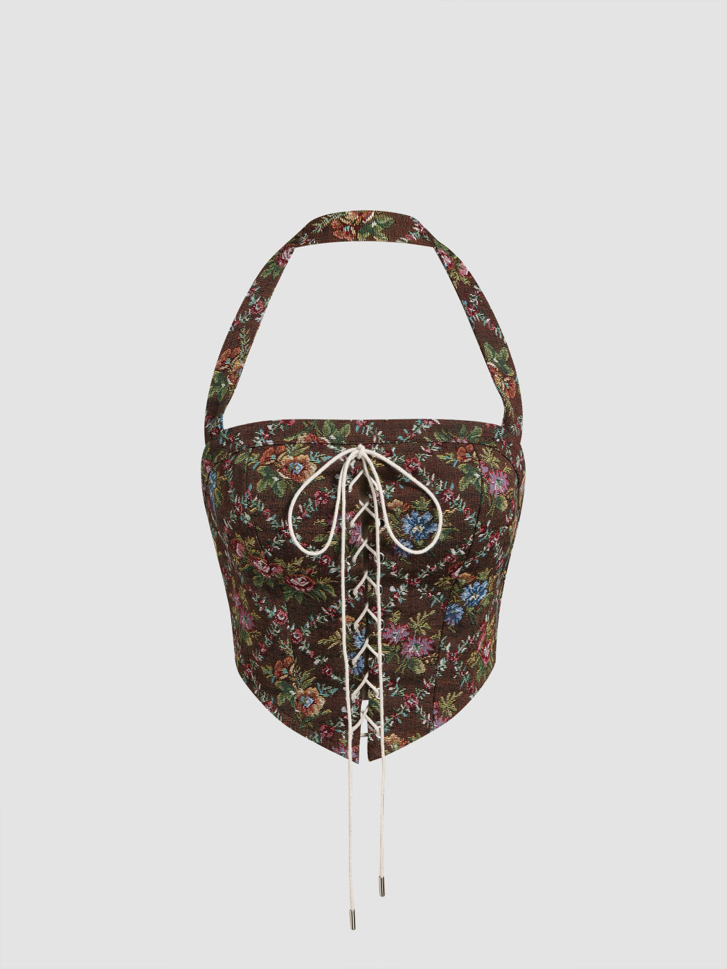 Neckholder-Tanktop mit Blumenschnürung