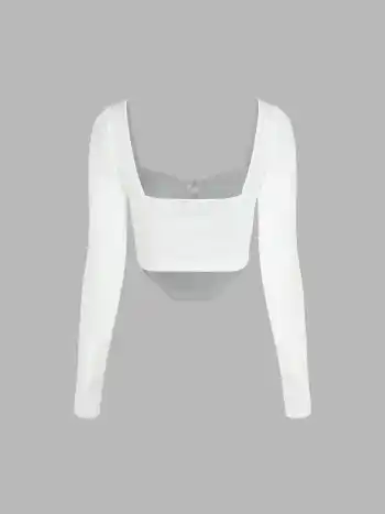 Recycled Fabric Solid Rib Knotted Corset Crop Top