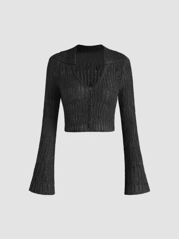 Aushöhlen Strickjacke aus Rippstrick