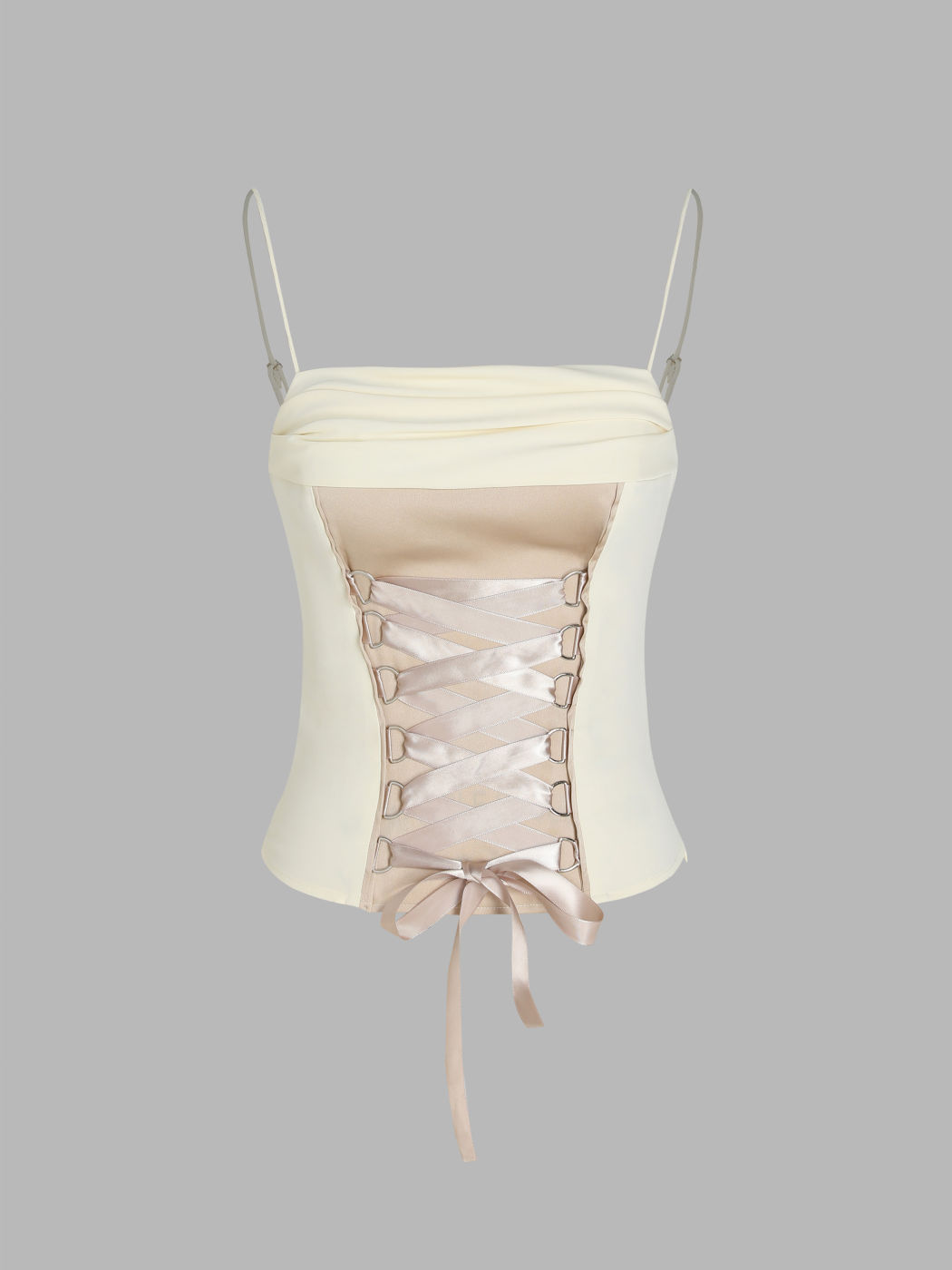 Patchy Crop Tanktop zum Schnüren
