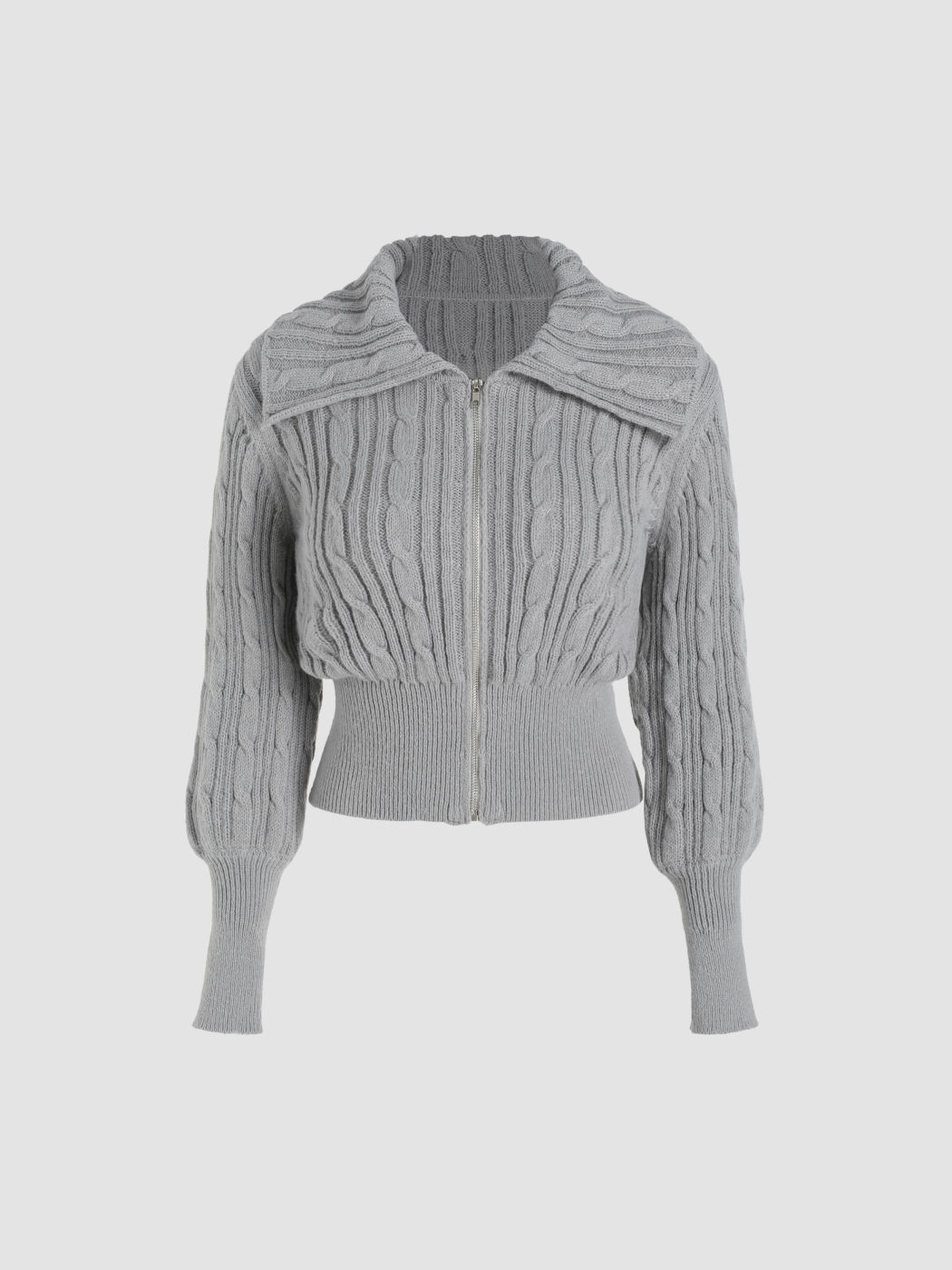 Strickjacke mit Zopfmuster und Reißverschluss