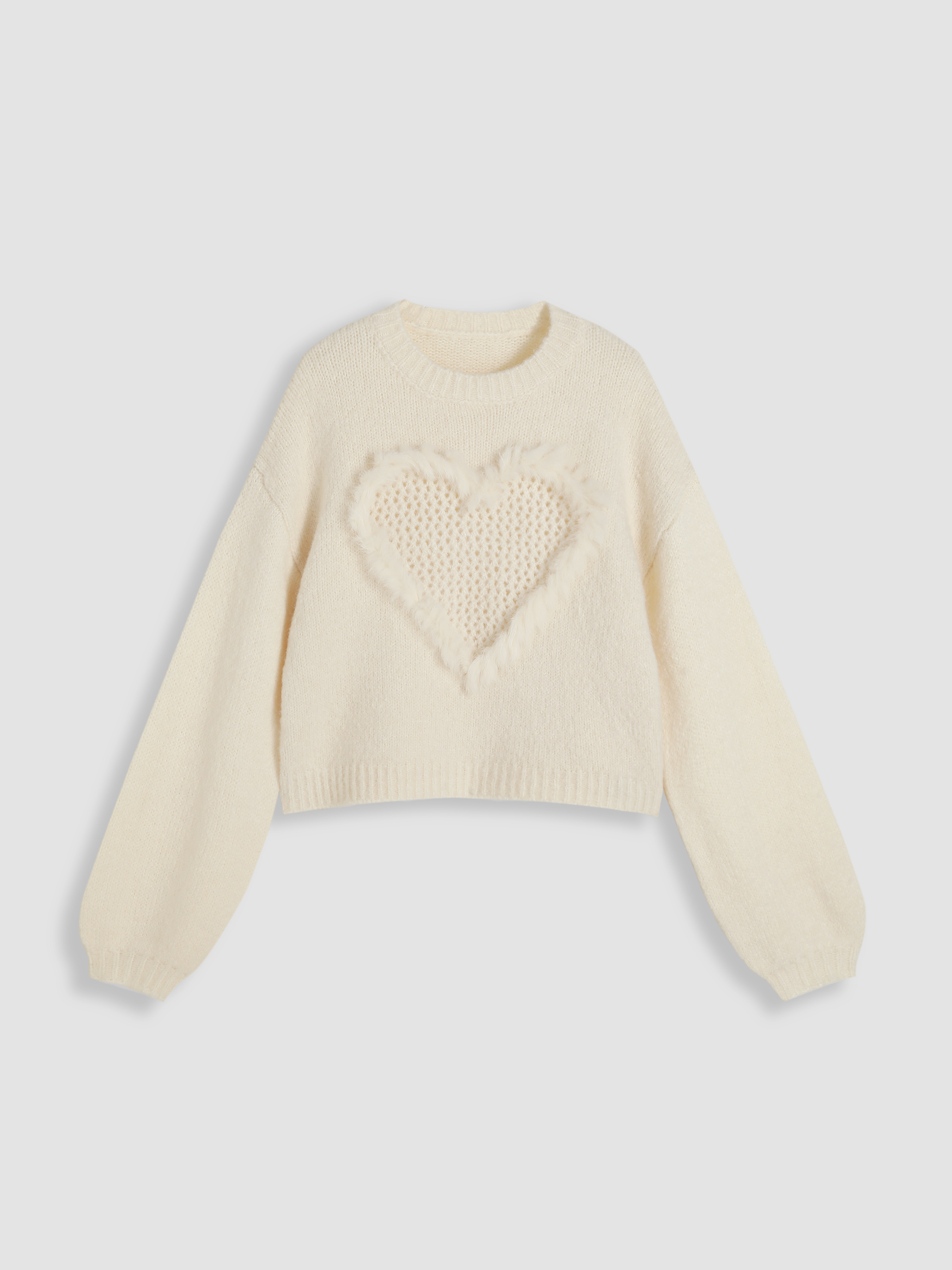 Heart Pattern Knitted Sweater For School Daily Casual Home