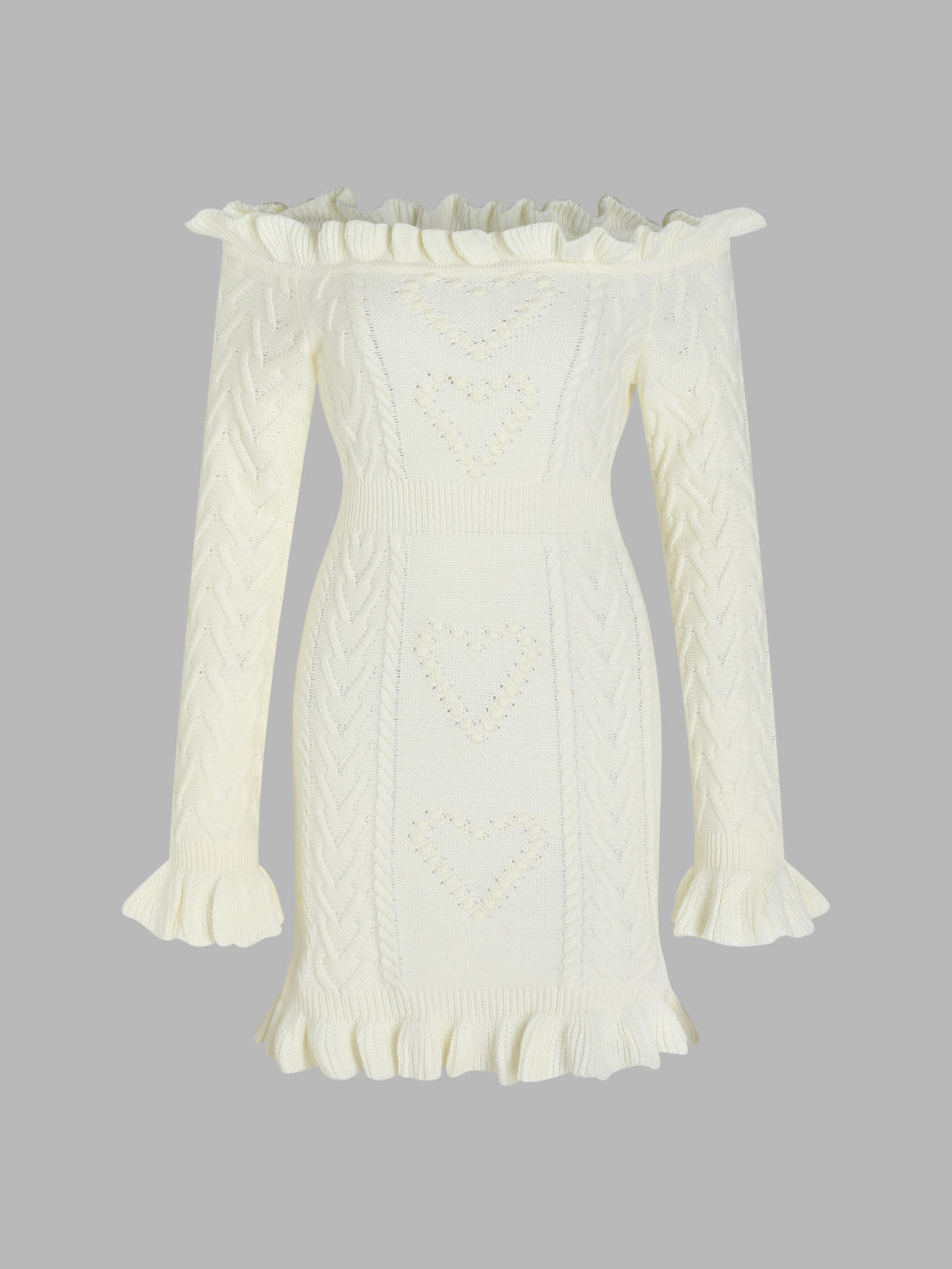 Off-shoulder Hollow Out Knitted Mini Dress For Date Vacation Holiday
