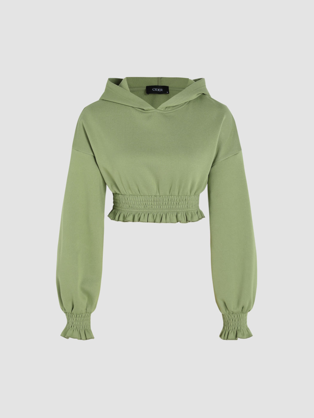 Fester, übergroßer Crop-Hoodie aus Frottee
