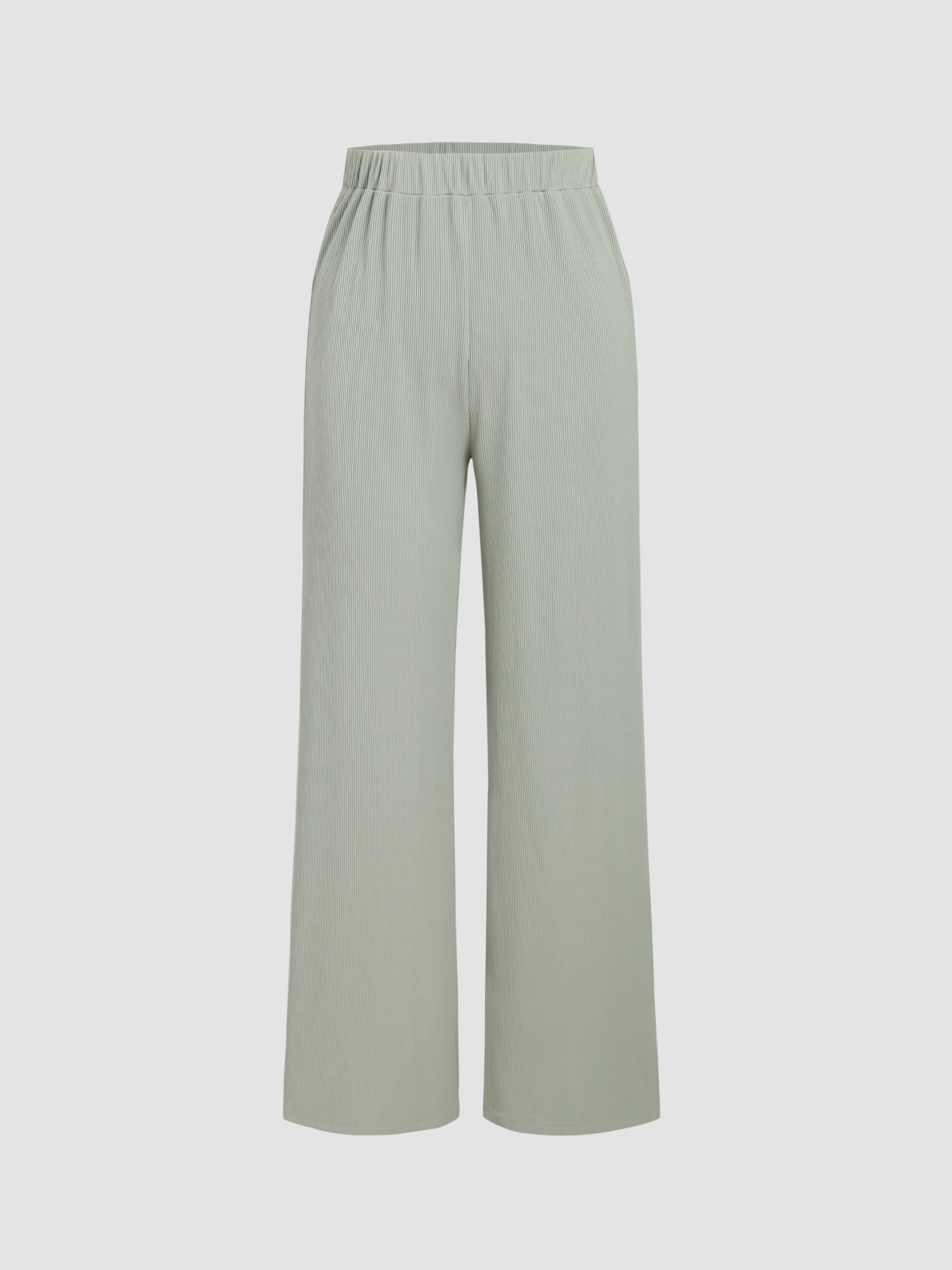 Rib Solid Wide Leg Lounge Pants - Cider