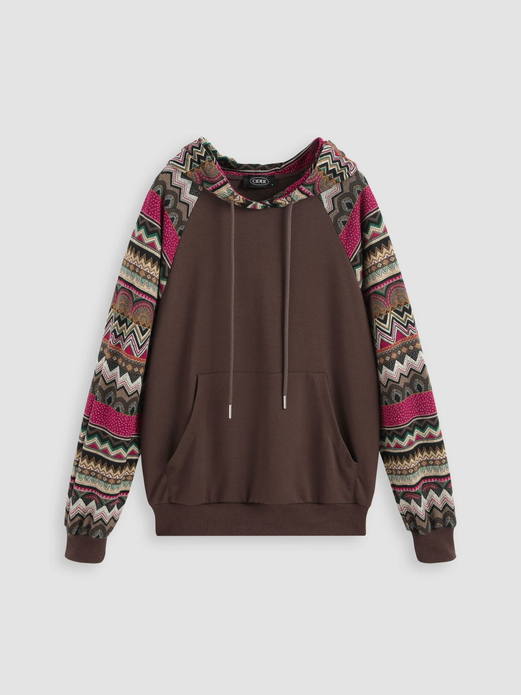 Kapuzenpullover mit Tribal-Streifenärmeln und Kordelzug