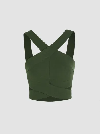 Criss Cross Cut Out Crop Tank Top
