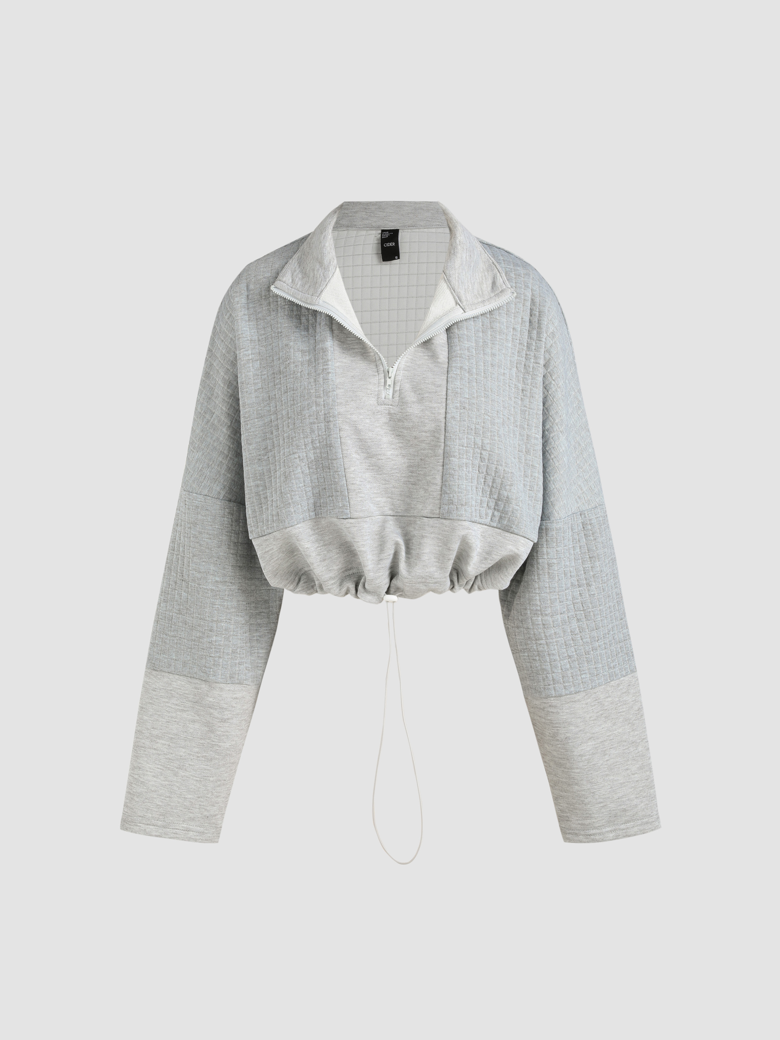 Collar Zip Up Drawstring Sweatshirt Cider collar-zip-up-drawstring-sweatshirt-cider