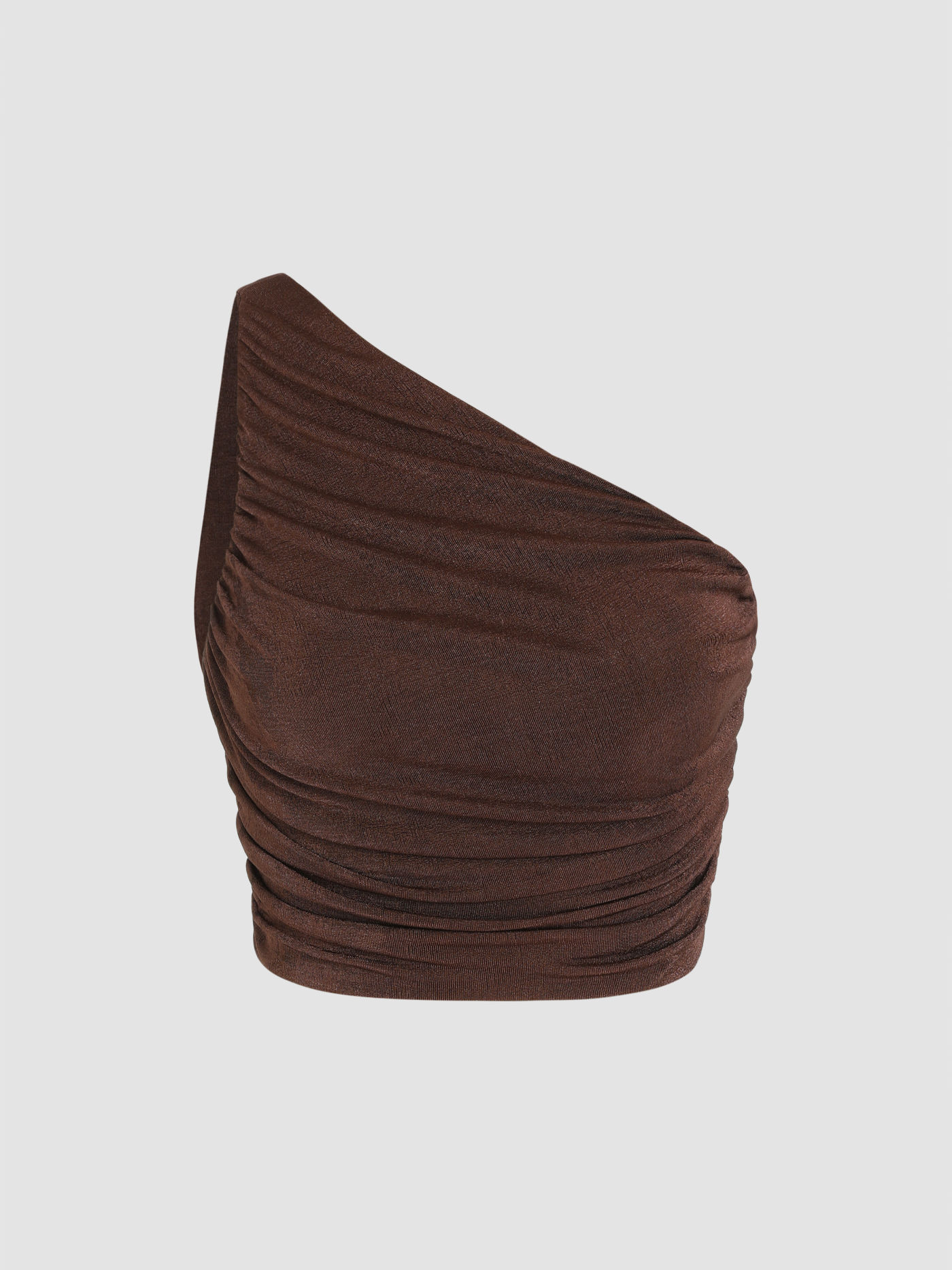 Ruched One Shoulder Crop Tank Top