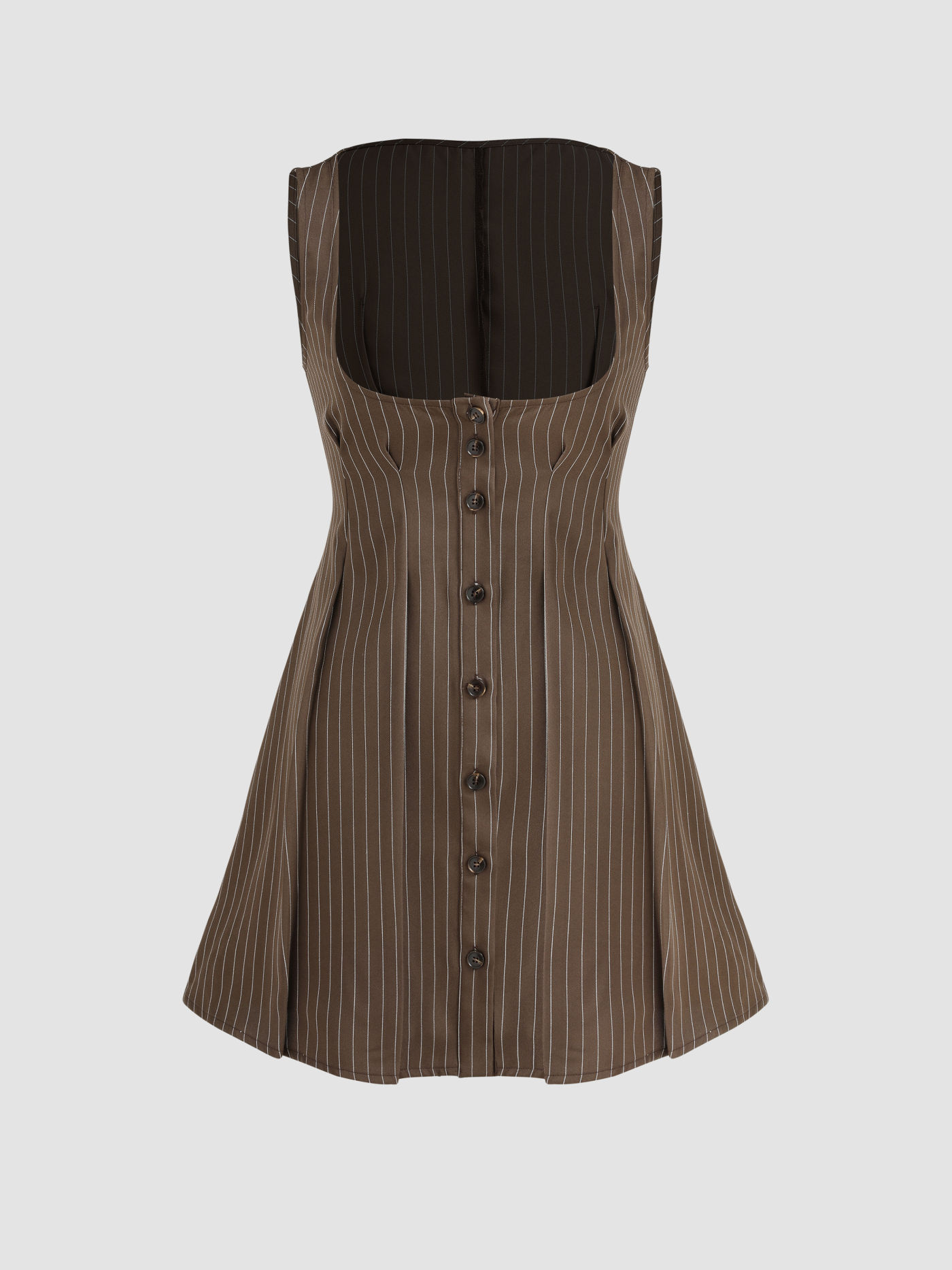 Square Neck Striped Short Dress