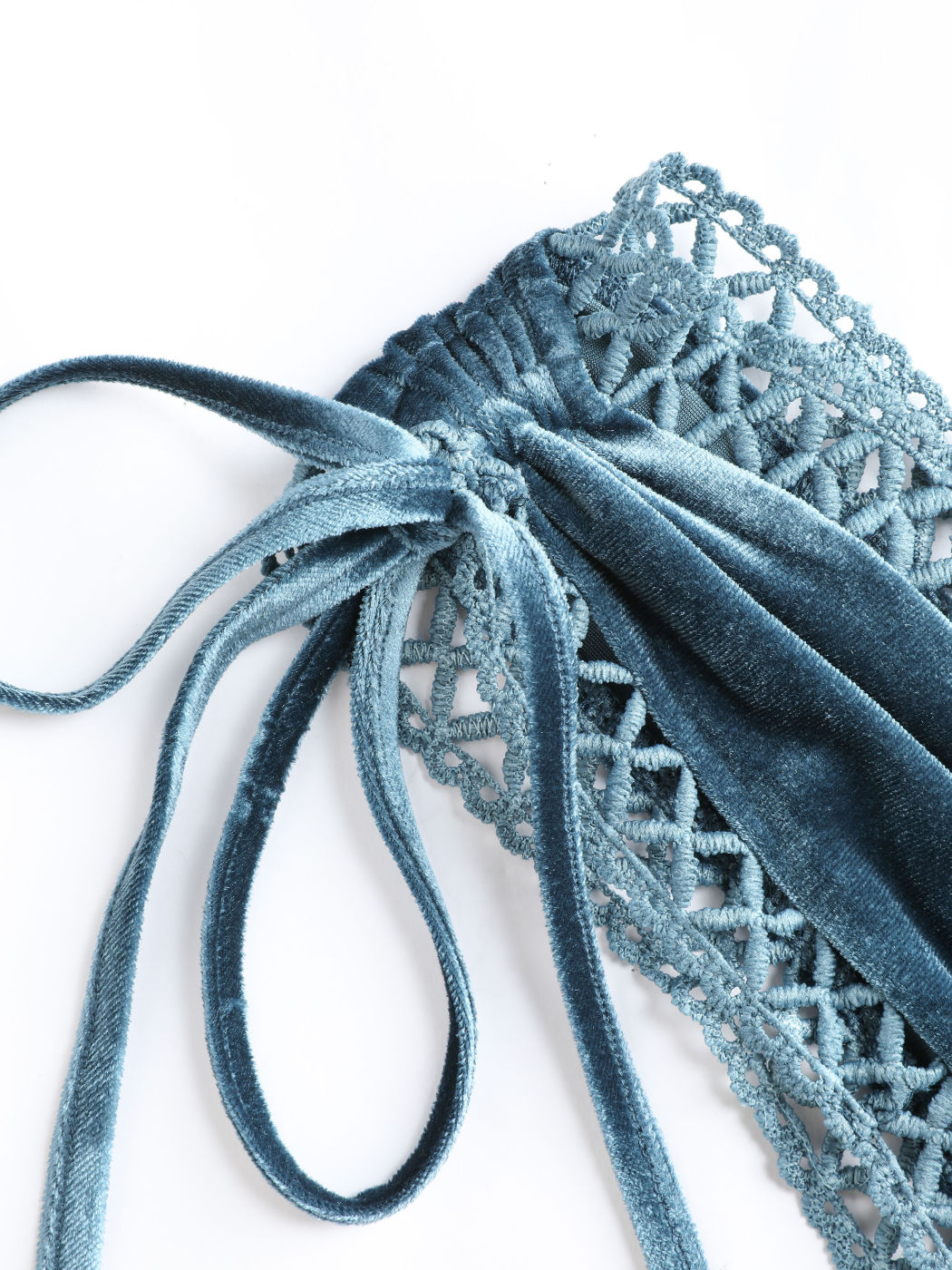 Velvet Deep V Drawstring Playsuit For Music Festival/Live House Party